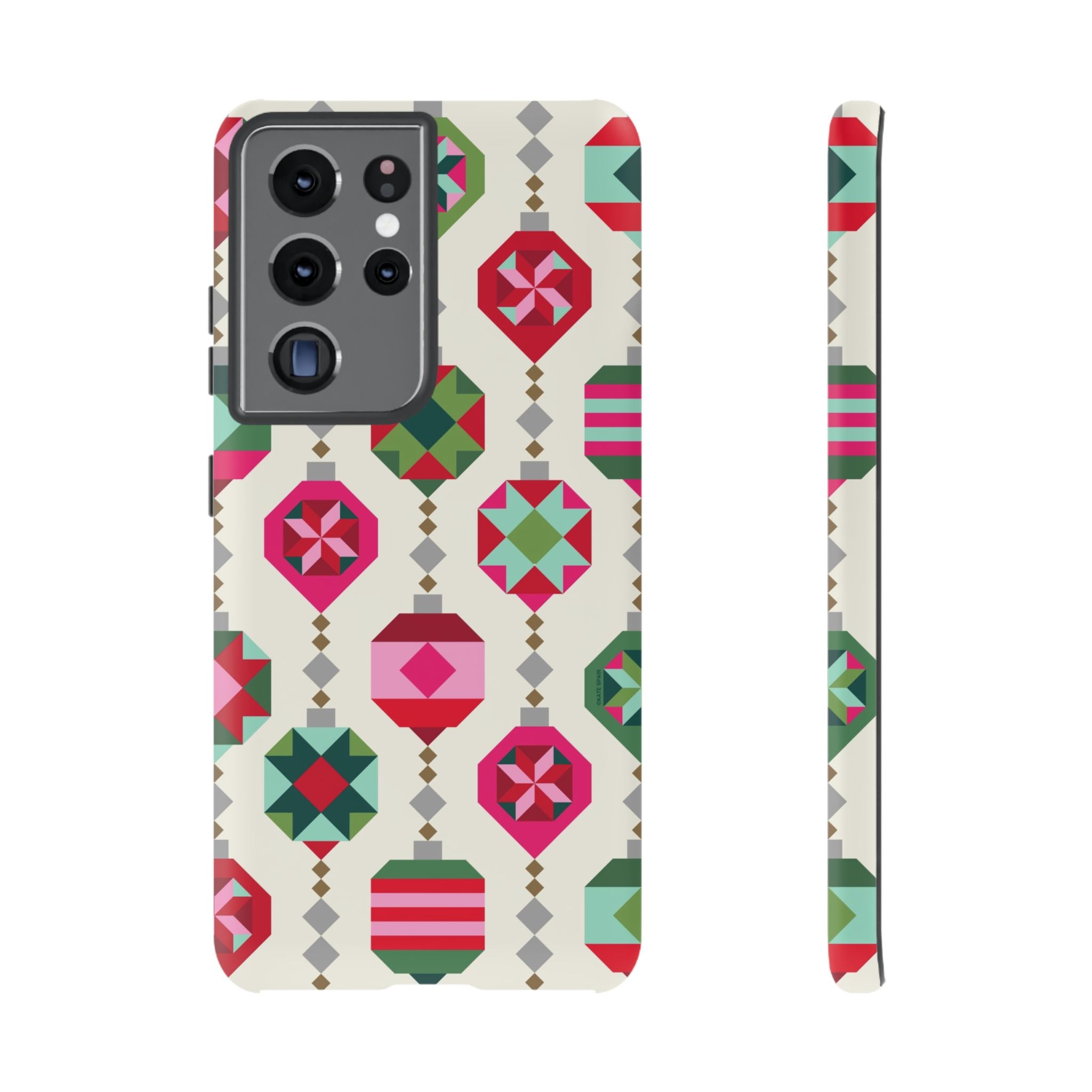 Felicity Ornaments Samsung Galaxy S21 Ultra Case – Matte | cream, red, pink, green, mint geometric quilted ornament print