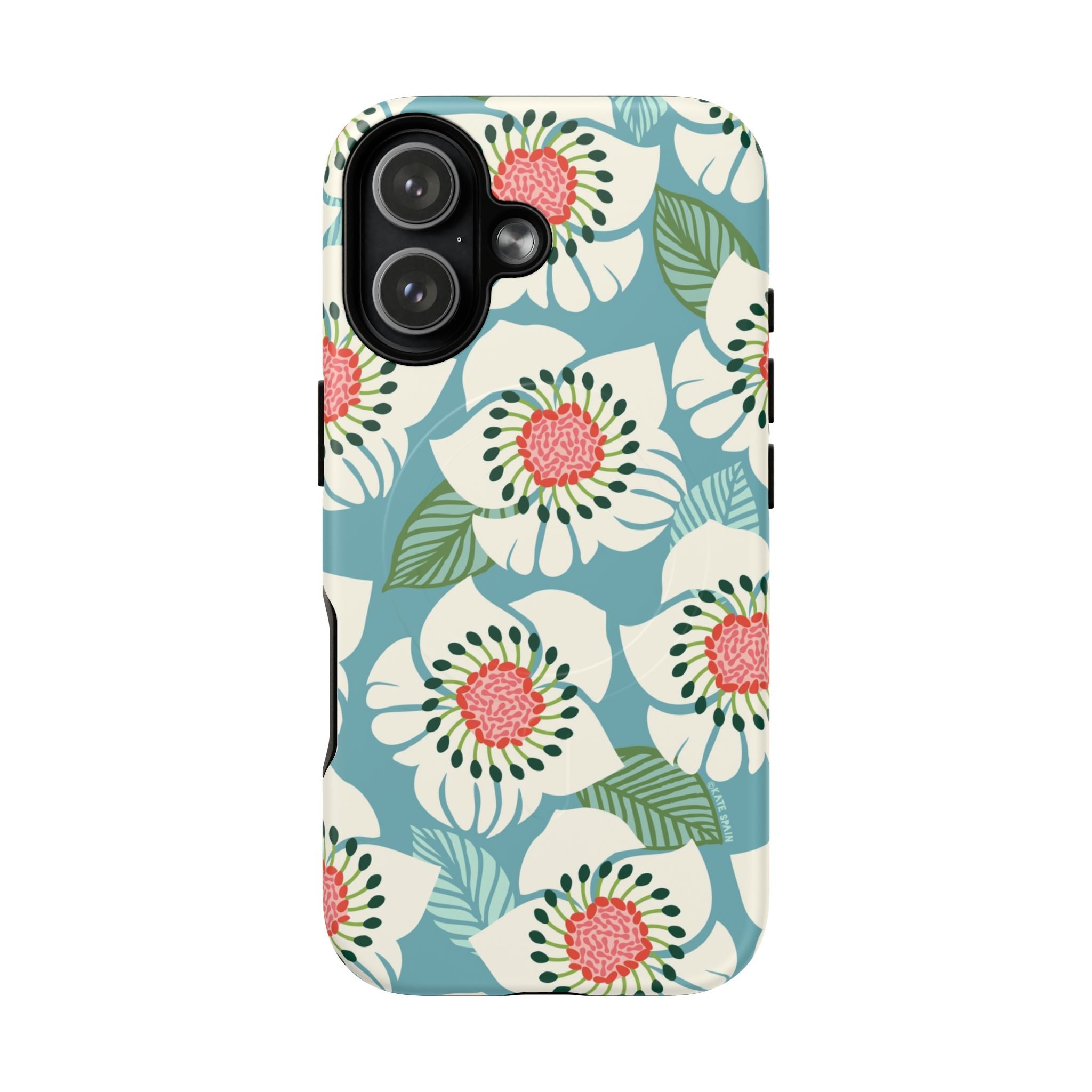 Panache MagSafe iPhone 17 Case – Matte | sky blue, pale cream, pink anemone floral print