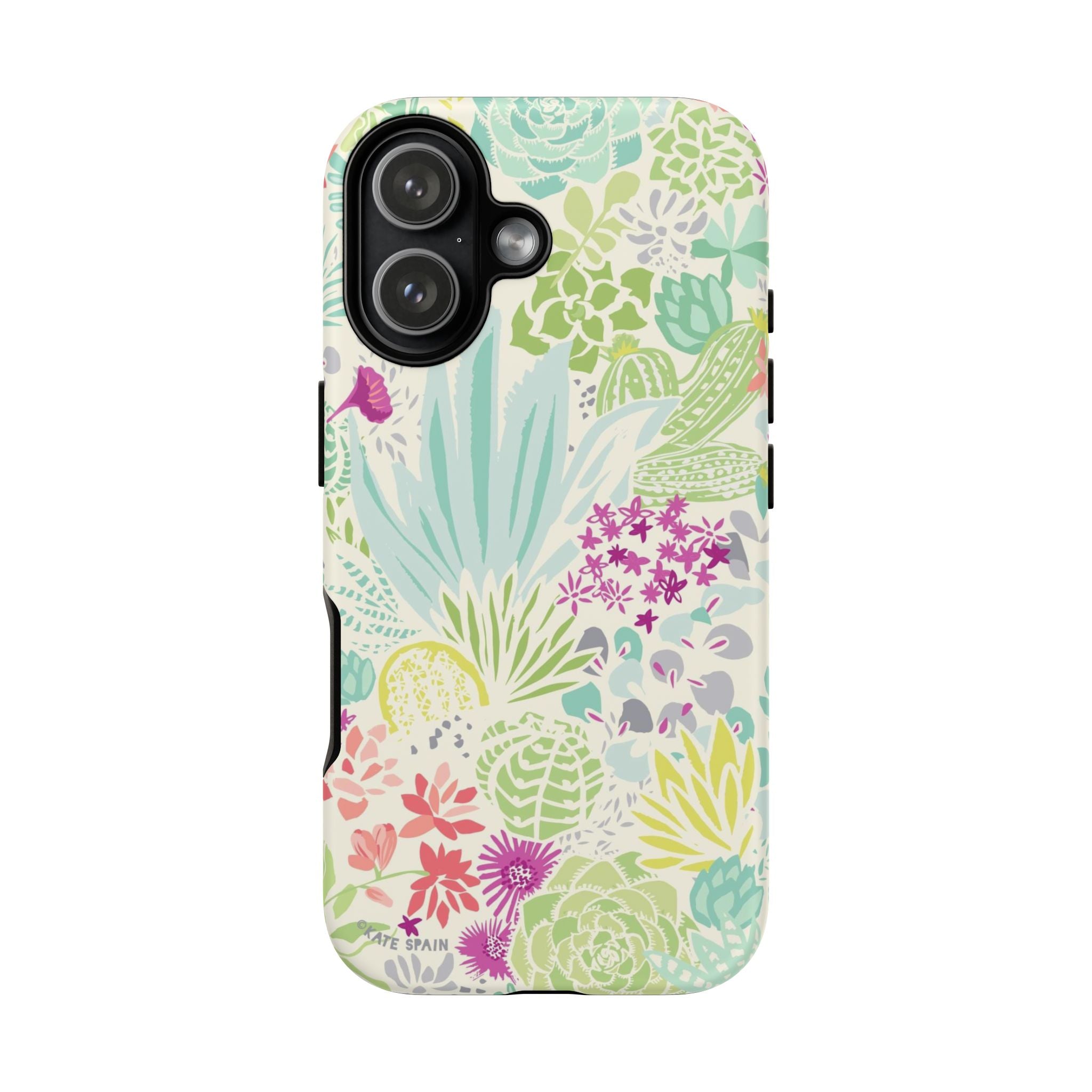 Canyon Tough iPhone 17 Case – Matte | cream, sage, aqua, mauve, fuschia botanical succulent print