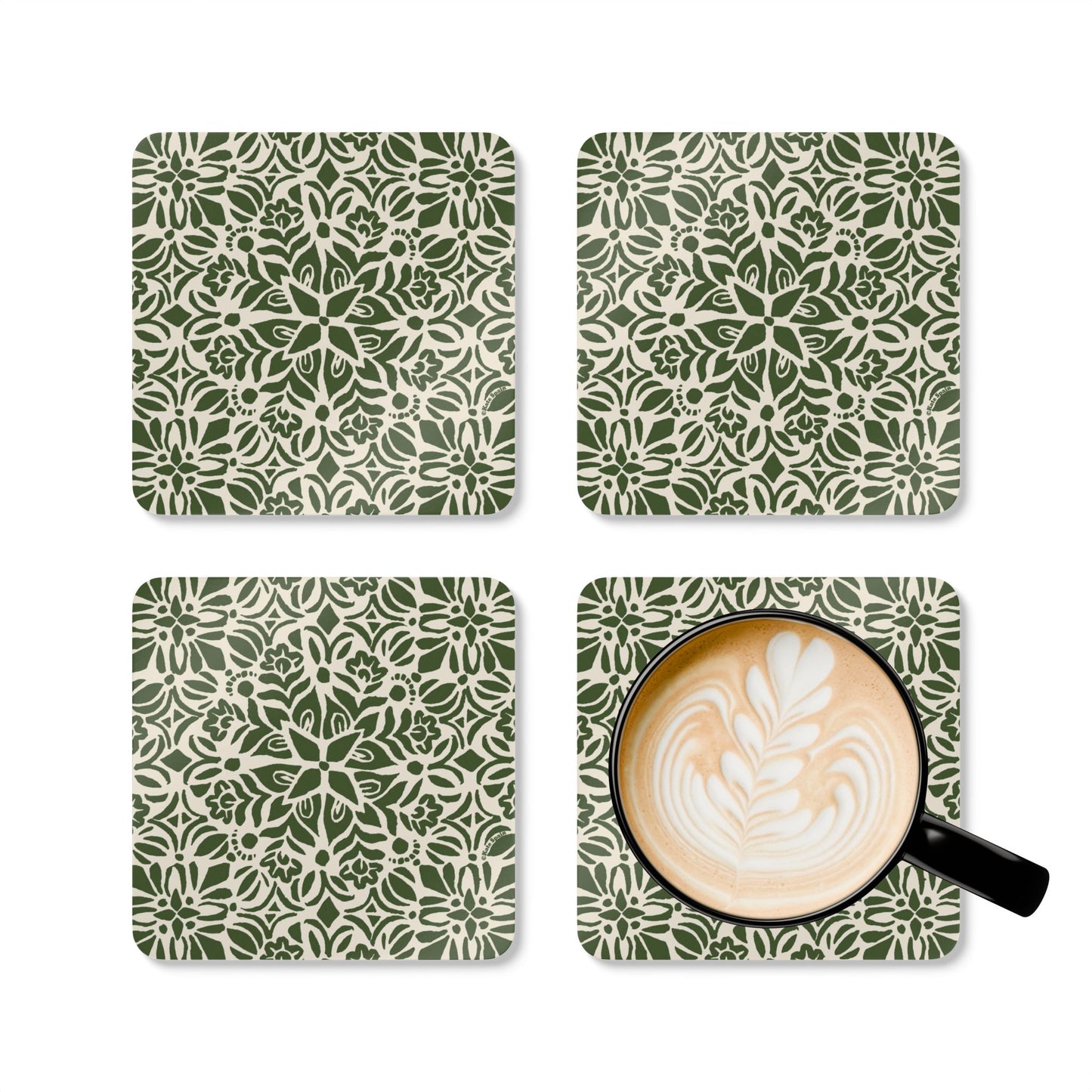 Kerala Green Cork Coaster Set