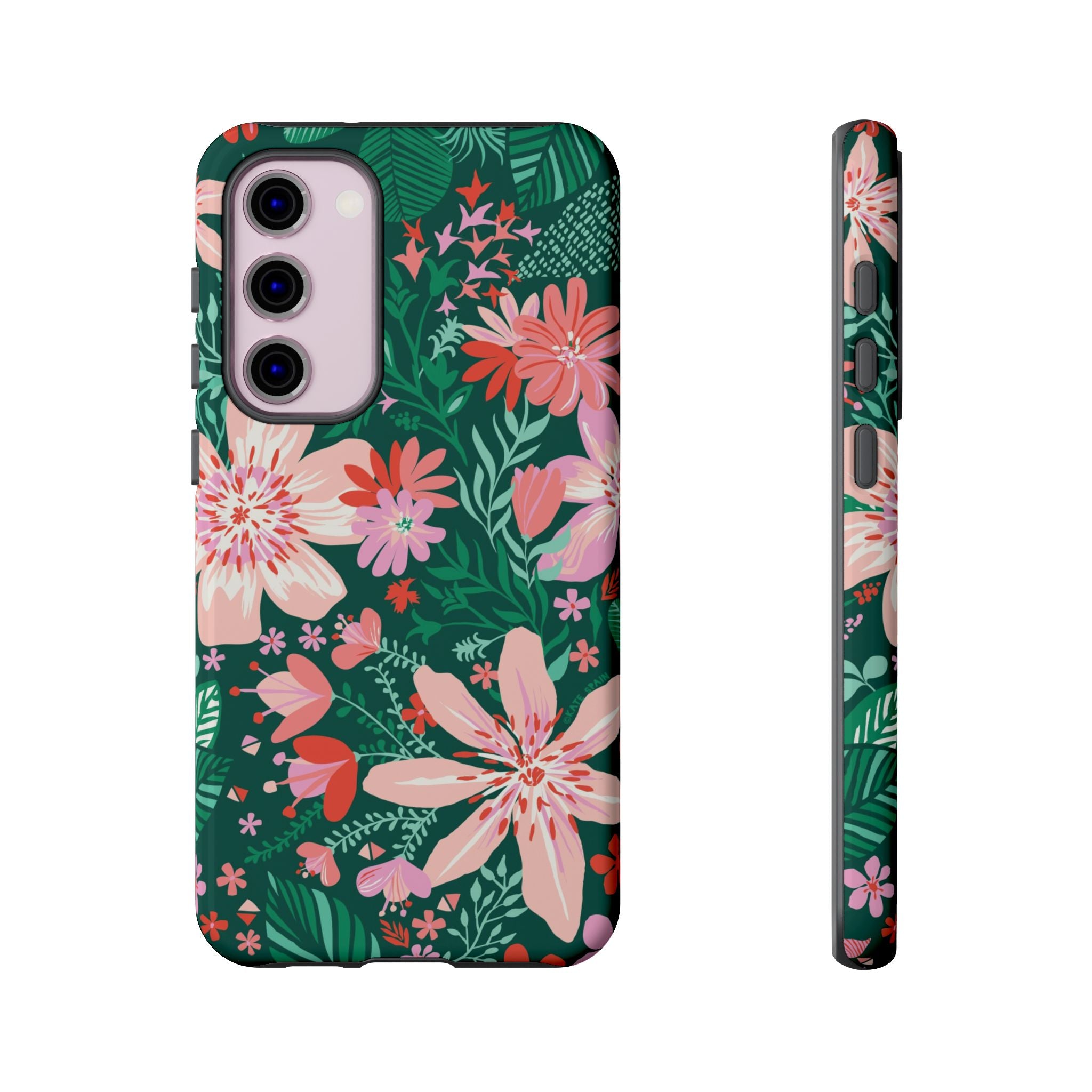 Tropical Bonaire Samsung Galaxy S23 Plus Case – Glossy | jade, pink, white tropical floral botanical print