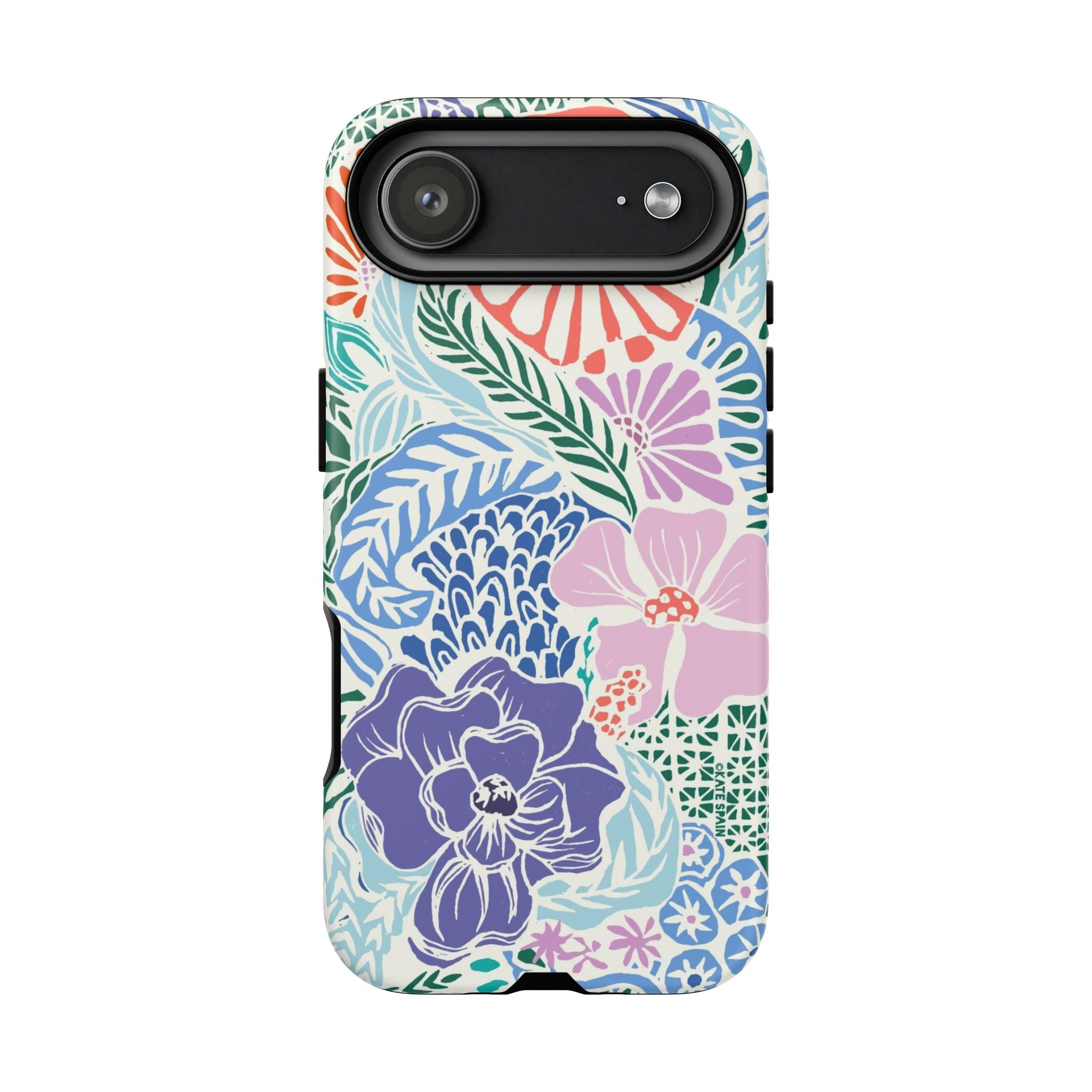 Tropica Tough iPhone 17 Air Case – Matte | purple, coral, pink, blue botanical tropical floral print