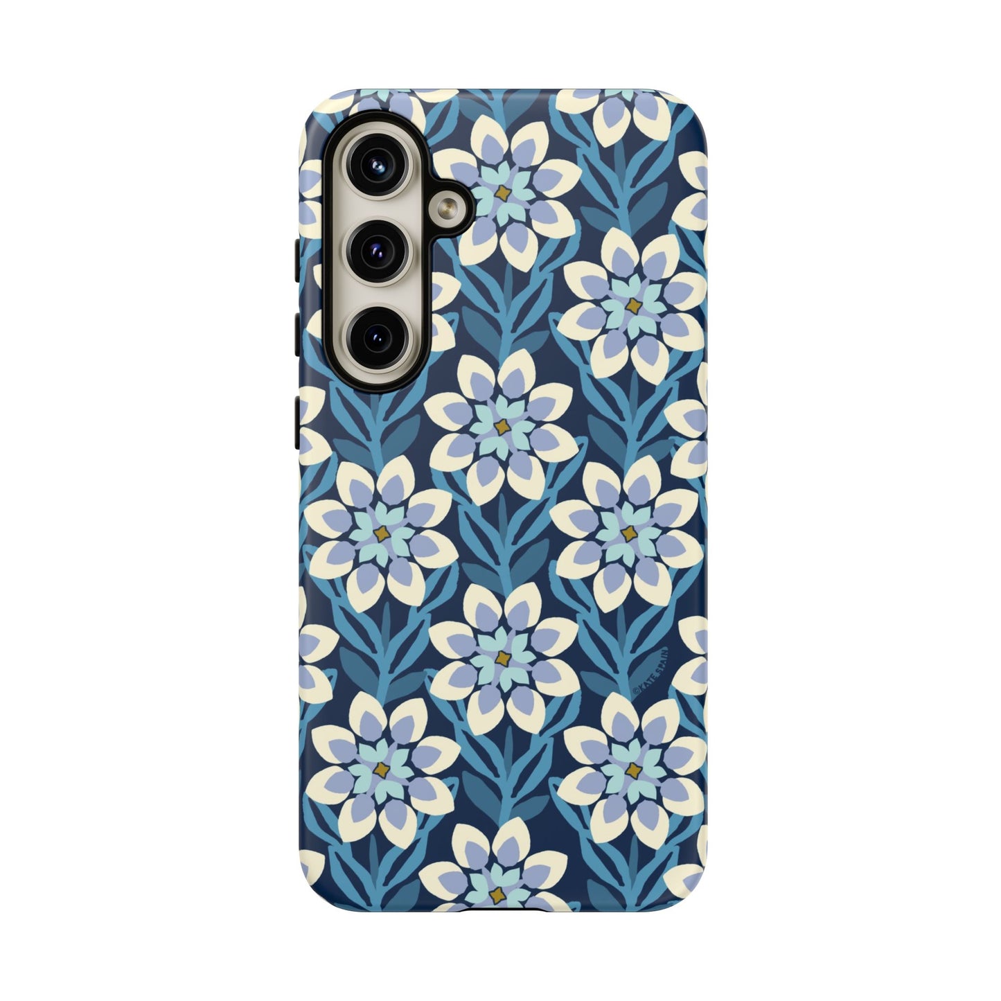Modern Dahlia Samsung Case - Navy Allover Pattern