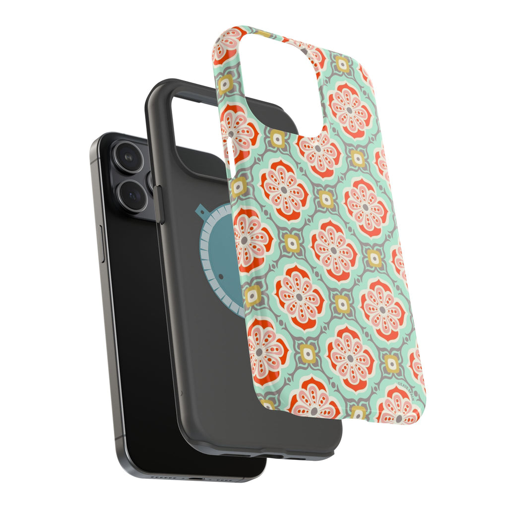 Alhambra MagSafe case lifestyle shot - elegant tile protection for iPhone