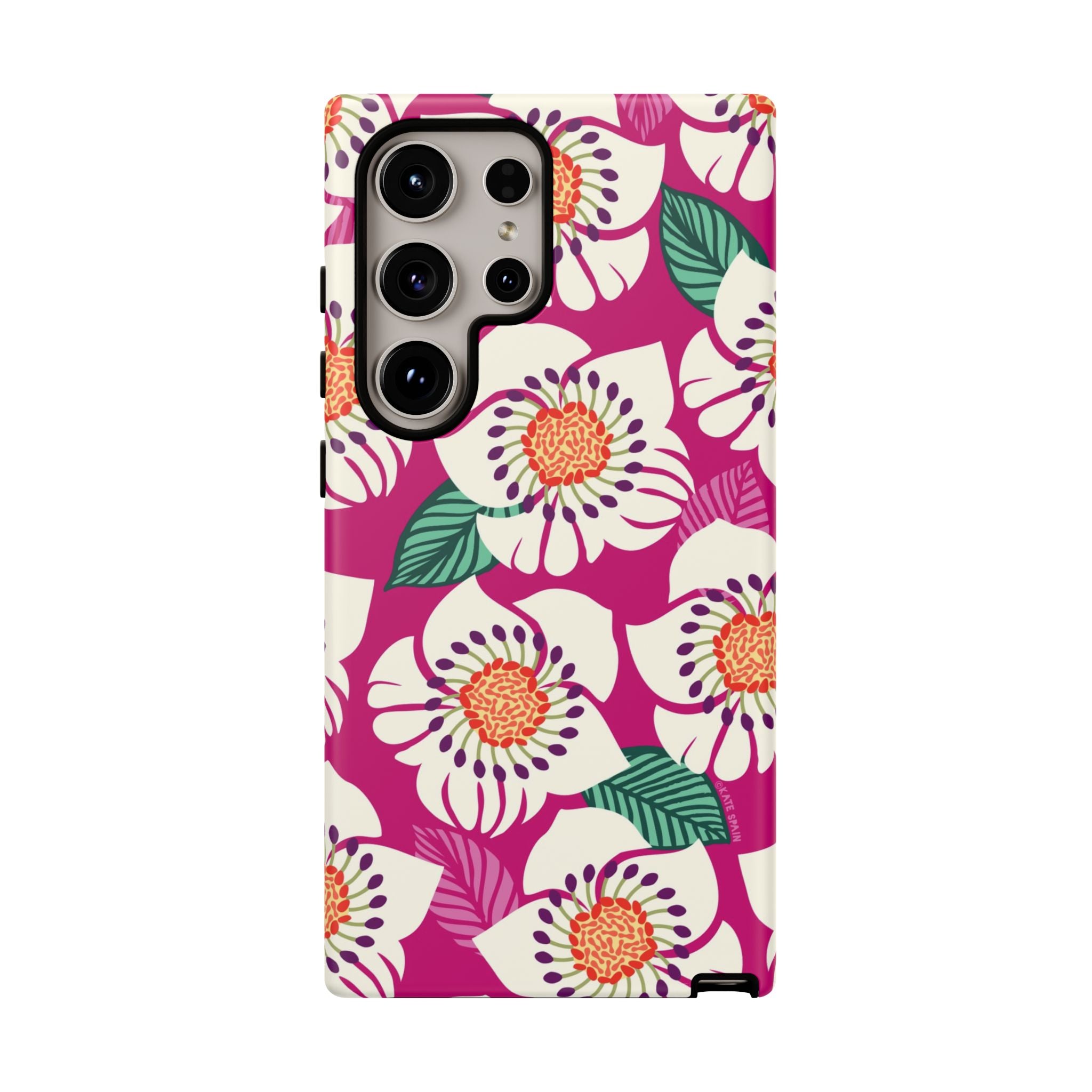 Artistic Panache Samsung Galaxy S24 Ultra Case – Glossy | berry, cream white, peach anemone floral print