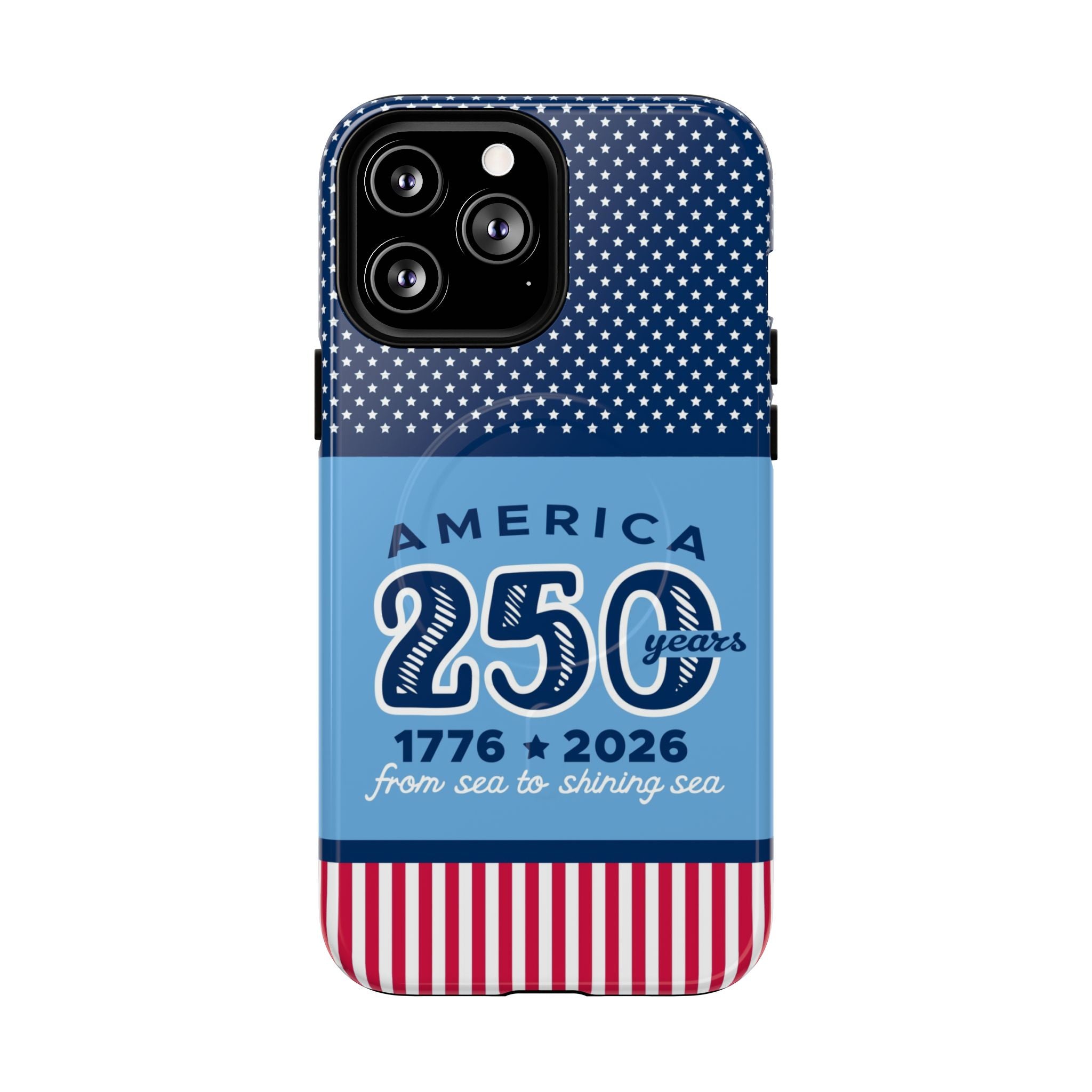 Sea to Shining Sea MagSafe iPhone 13 Pro Max Case – Glossy | navy, sky blue, red, white American stars & stripes 250th anniversary print