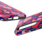Hearts Samsung Galaxy S24 Ultra Case – side view of case buttons and ports | navy, pink, blush, red heart print