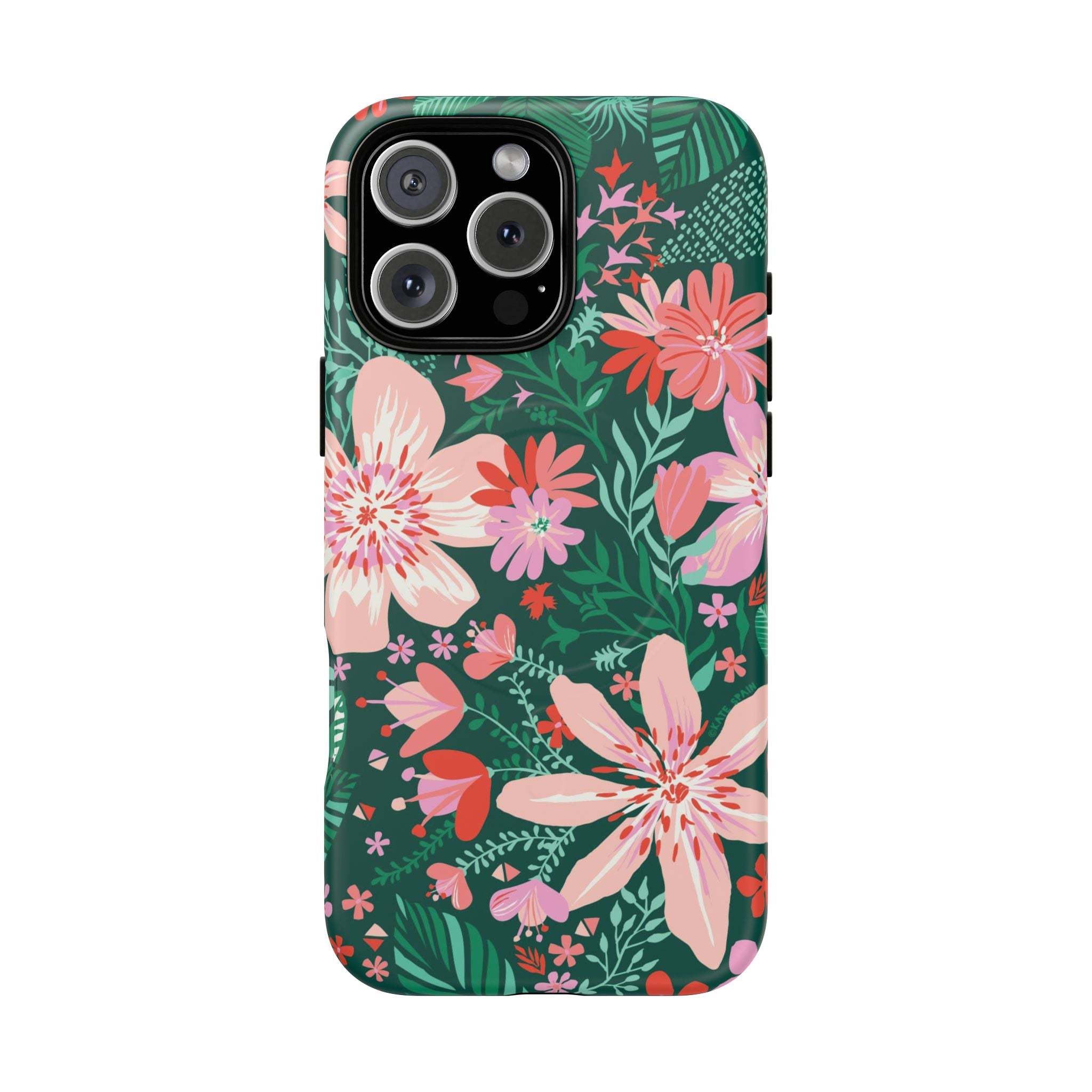 Bonaire MagSafe iPhone 16 Pro Max Case – Matte | jade, pink, white tropical floral botanical print
