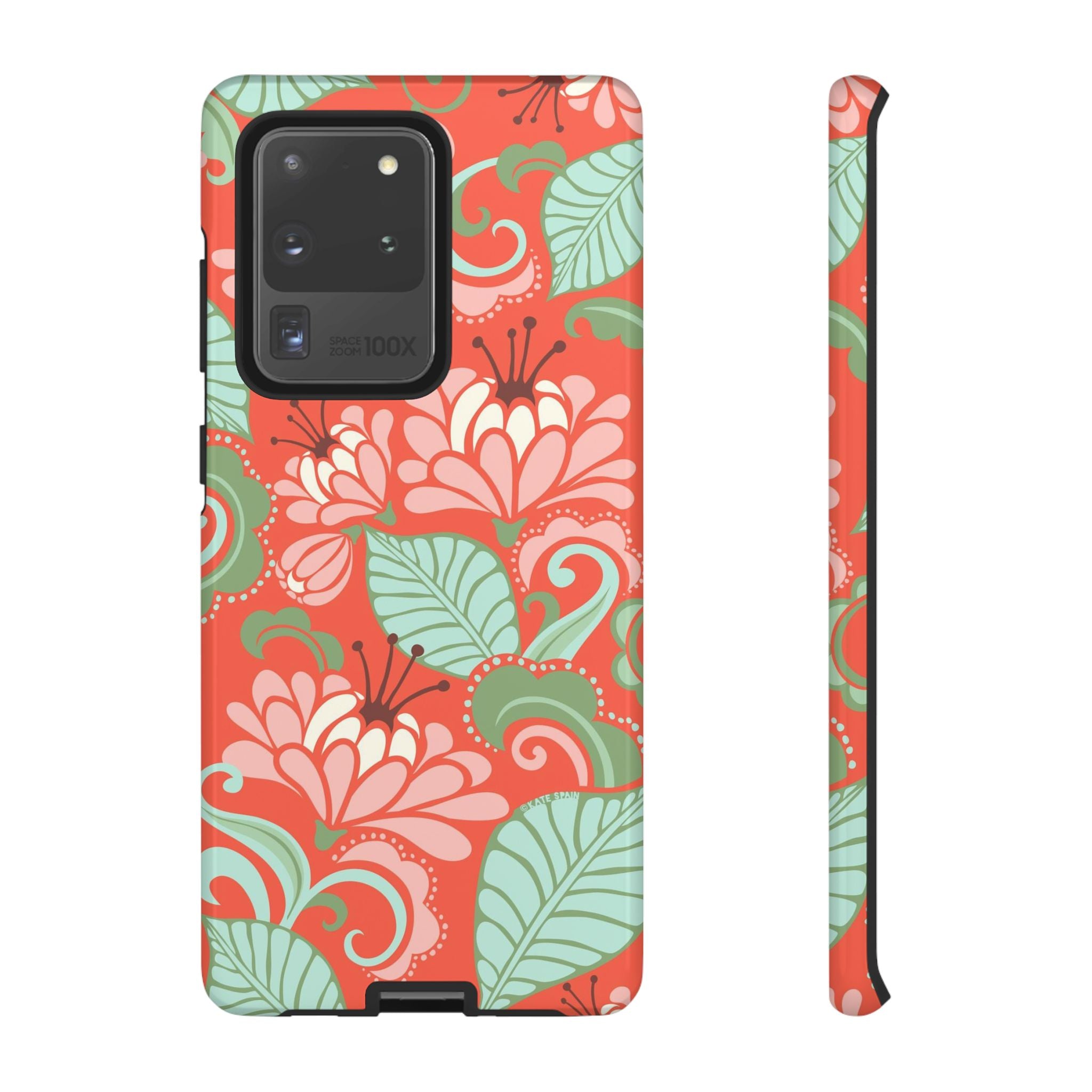 Designer Sarabande Samsung Galaxy S20 Ultra Case – Glossy | coral, blush, mint tropical floral print