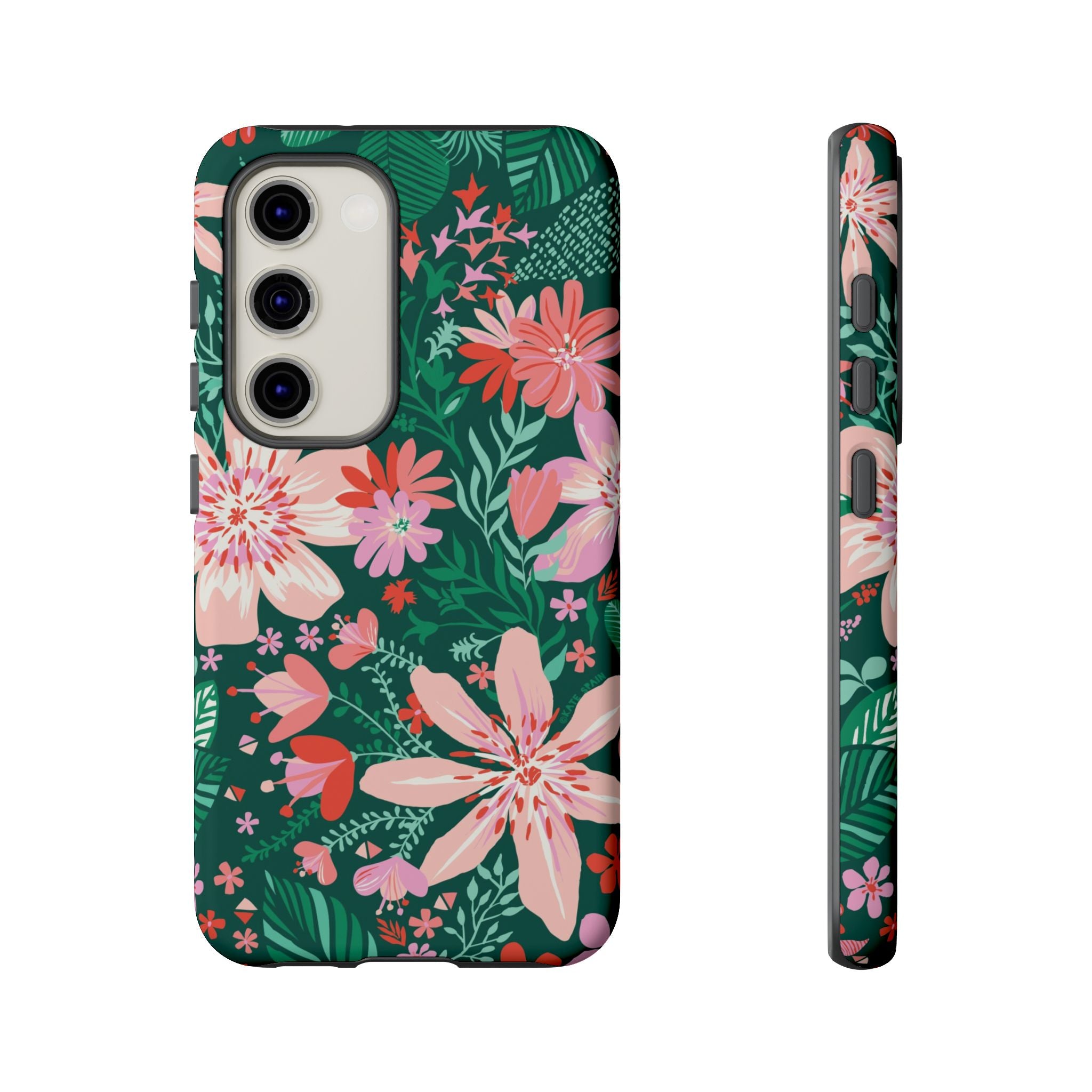 Tropical Bonaire Samsung Galaxy S23 Case – Matte | jade, pink, white tropical floral botanical print