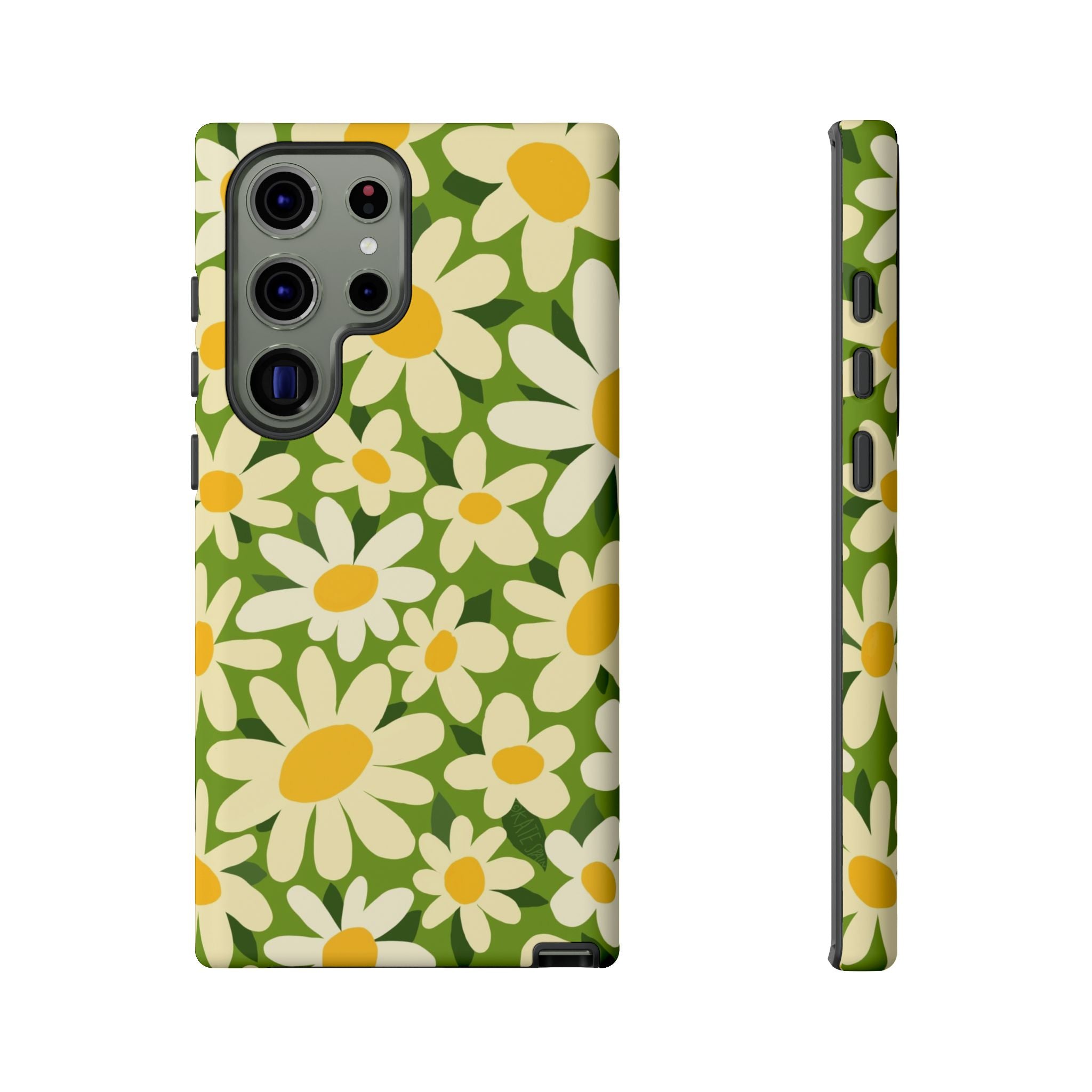 Luxury Shasta Samsung Galaxy S23 Ultra Case – Matte | green, white, yellow daisy floral print