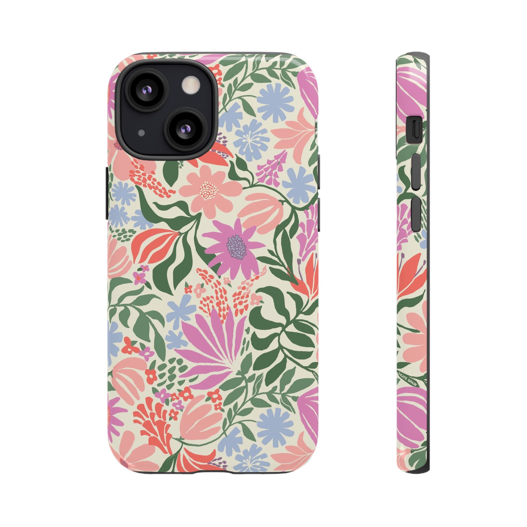 Botanica Pastel Tough iPhone 13 Mini Case – Glossy | blush, lavender, sage pastel botanical wildflower print