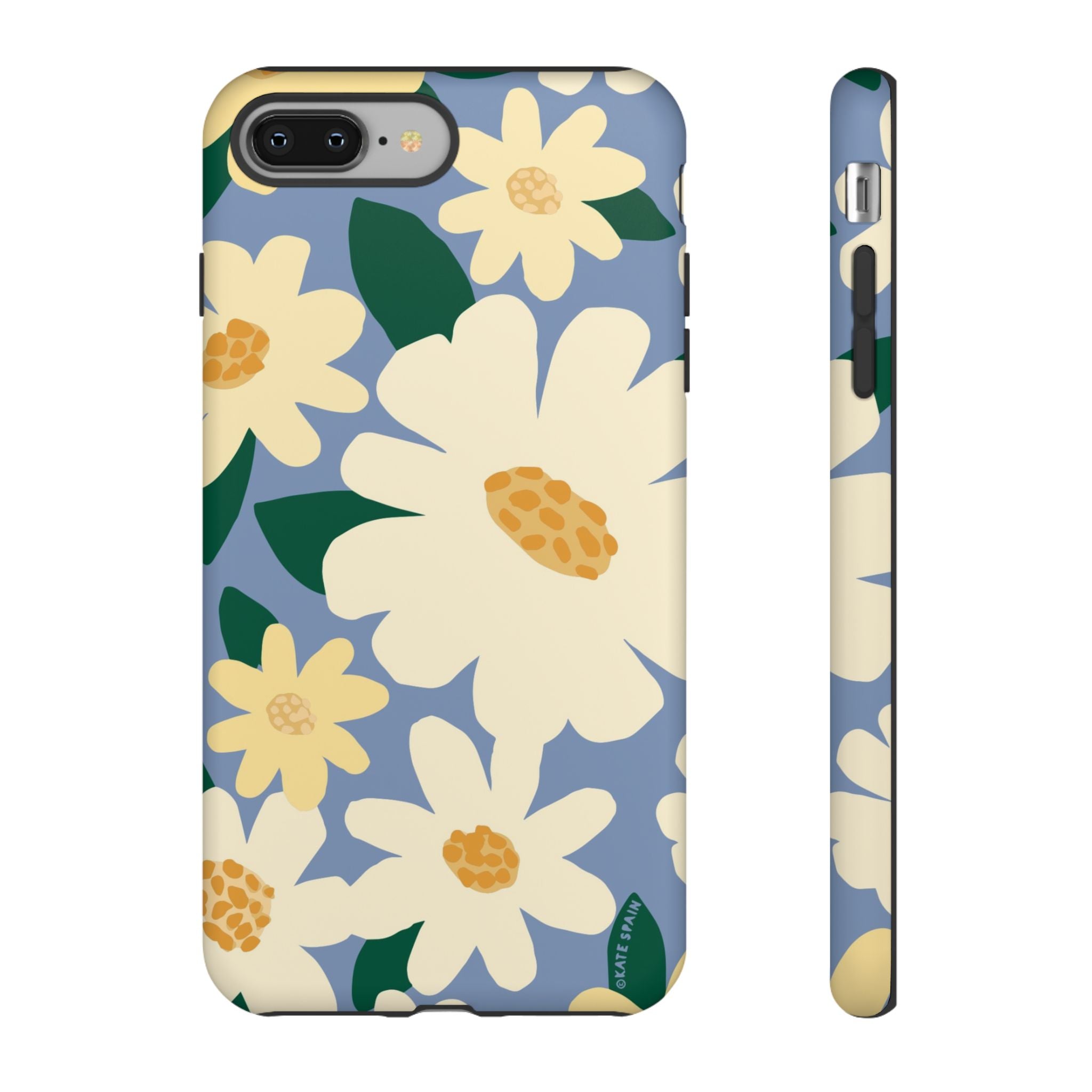 Chamomile Tough iPhone 8 Plus Case – Matte | periwinkle, cream, yellow botanical daisy floral print