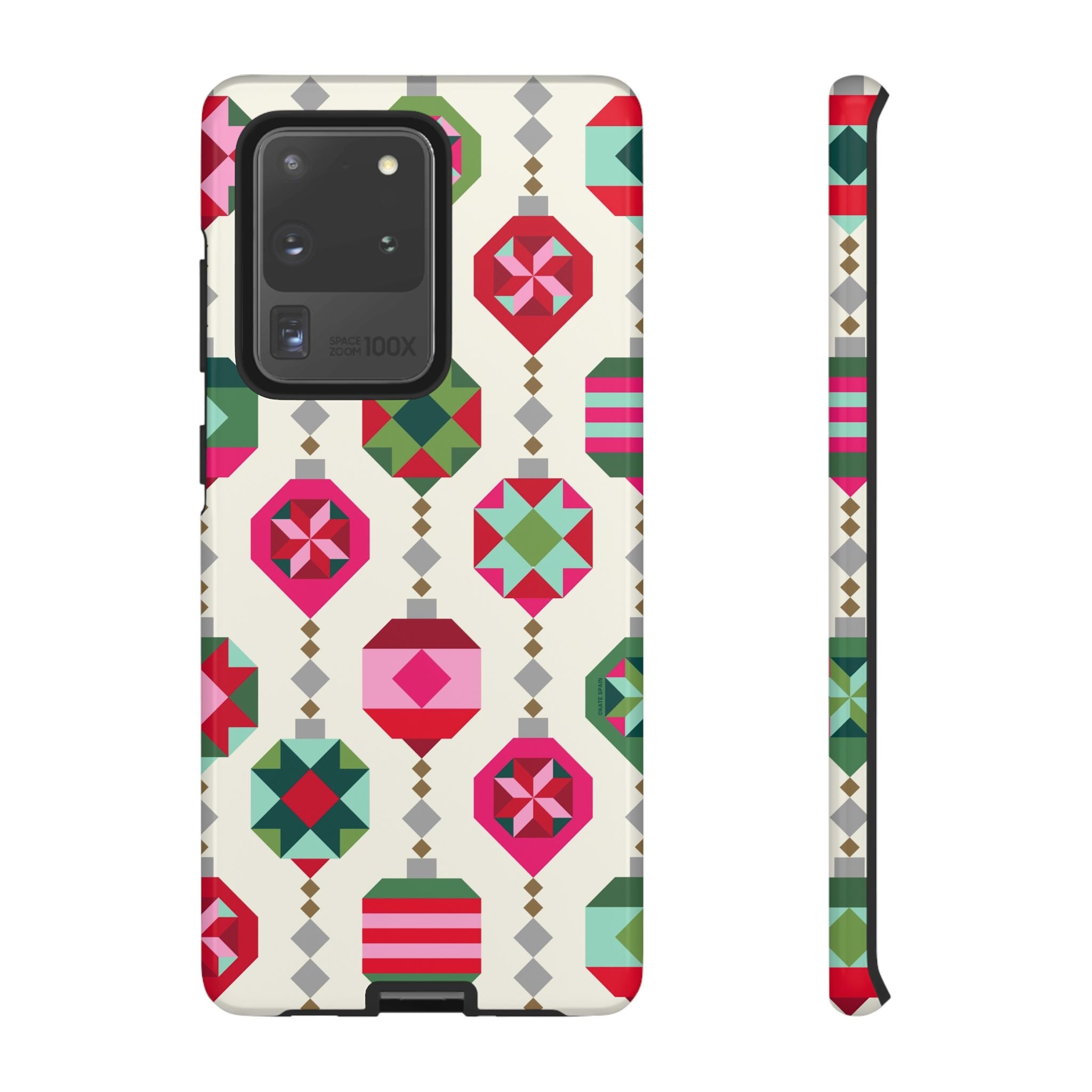 Felicity Ornaments Samsung Galaxy S20 Ultra Case – Glossy | cream, red, pink, green, mint geometric quilted ornament print