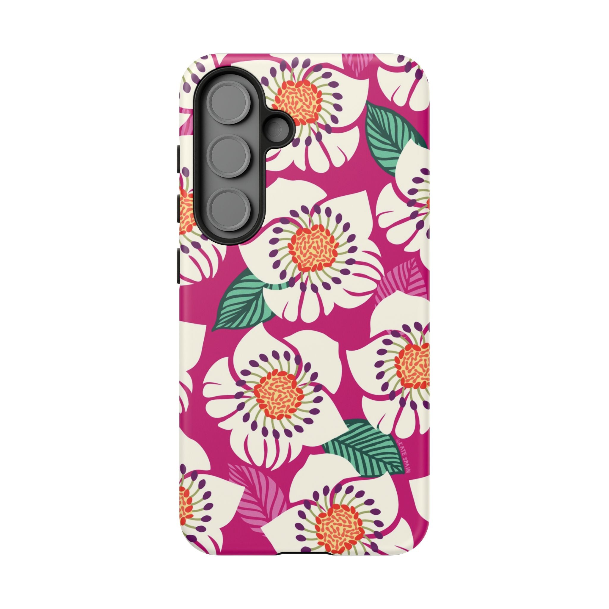 Artistic Panache Samsung Galaxy S25 Case – Matte | berry, cream white, peach anemone floral print