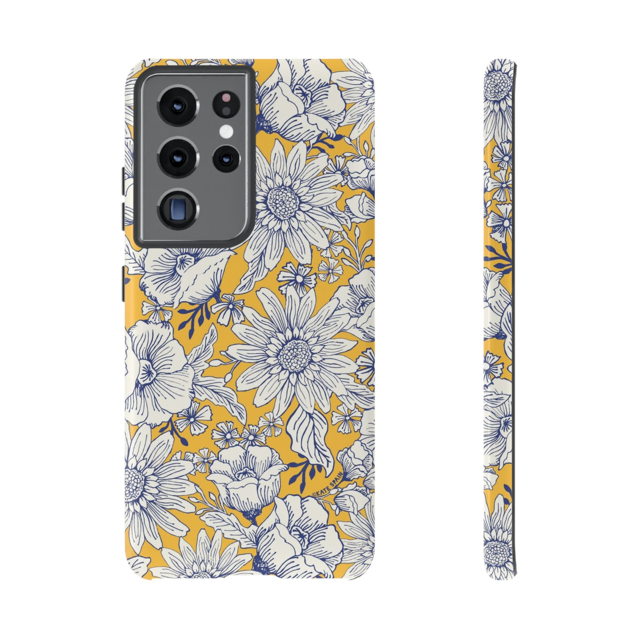 Luxury Jardin Samsung Galaxy S21 Ultra Case – Glossy | yellow, cream, blue botanical floral print