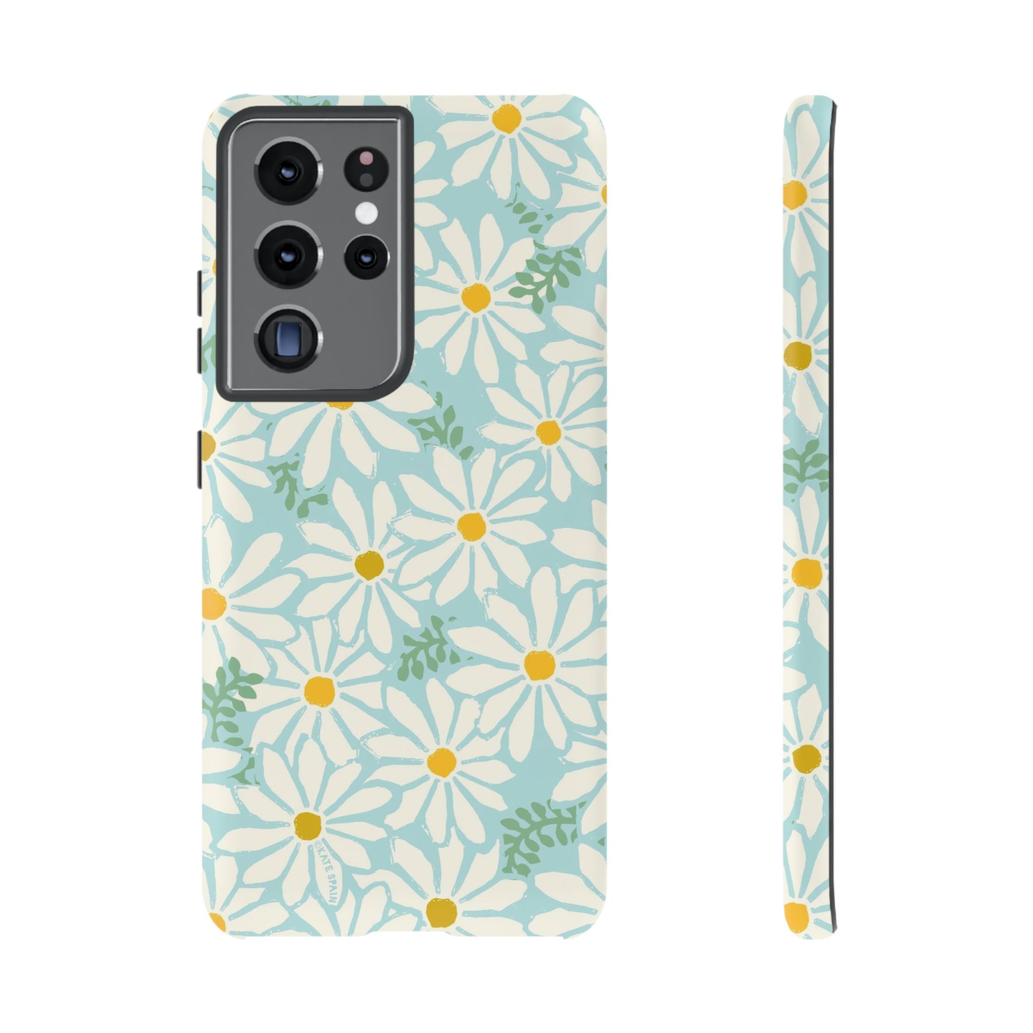 Luxury Daisies Samsung Galaxy S21 Ultra Case – Matte | white, yellow, aqua daisy floral print