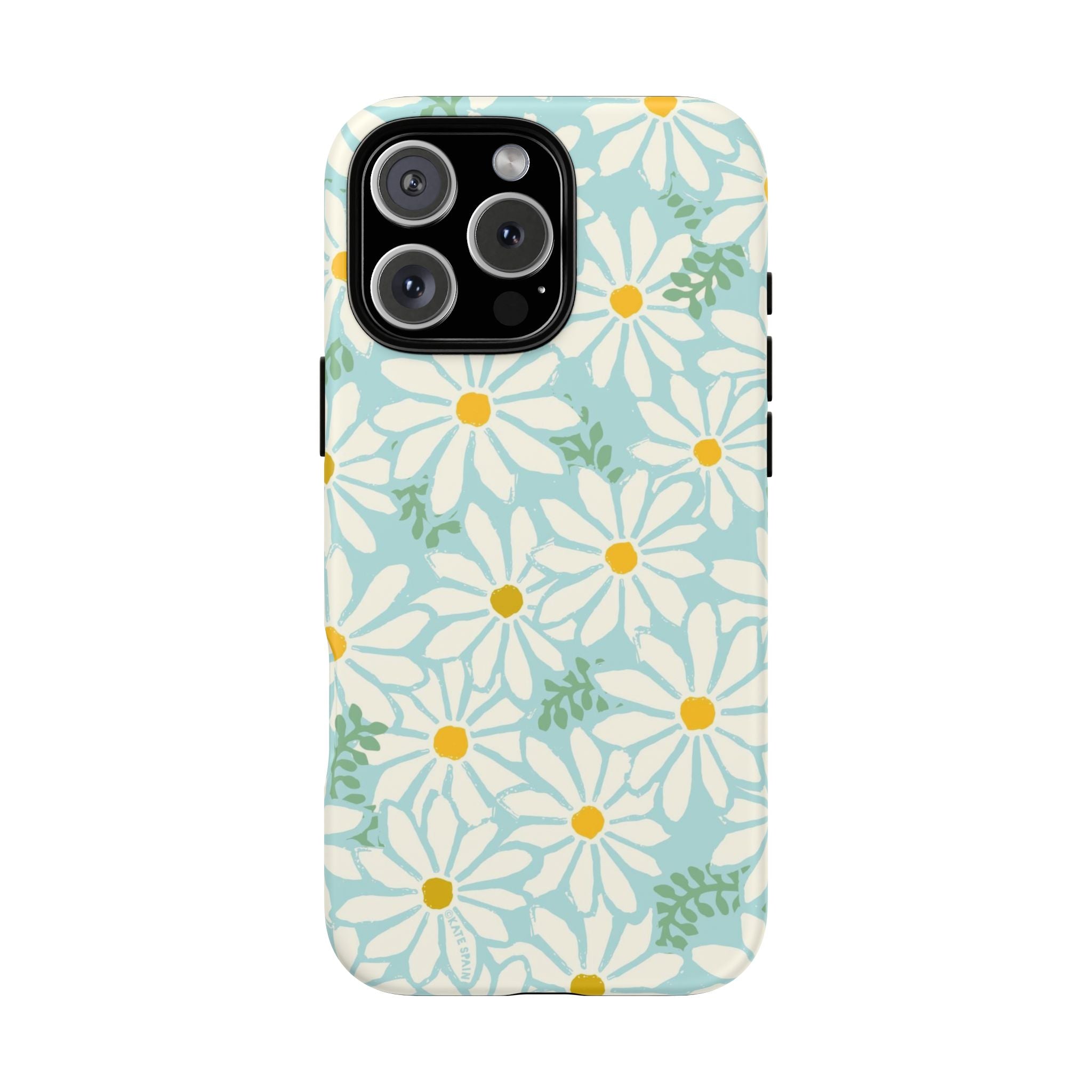 Daisies Tough iPhone 16 Pro Max Case – Matte | mint, white, yellow botanical daisy floral print
