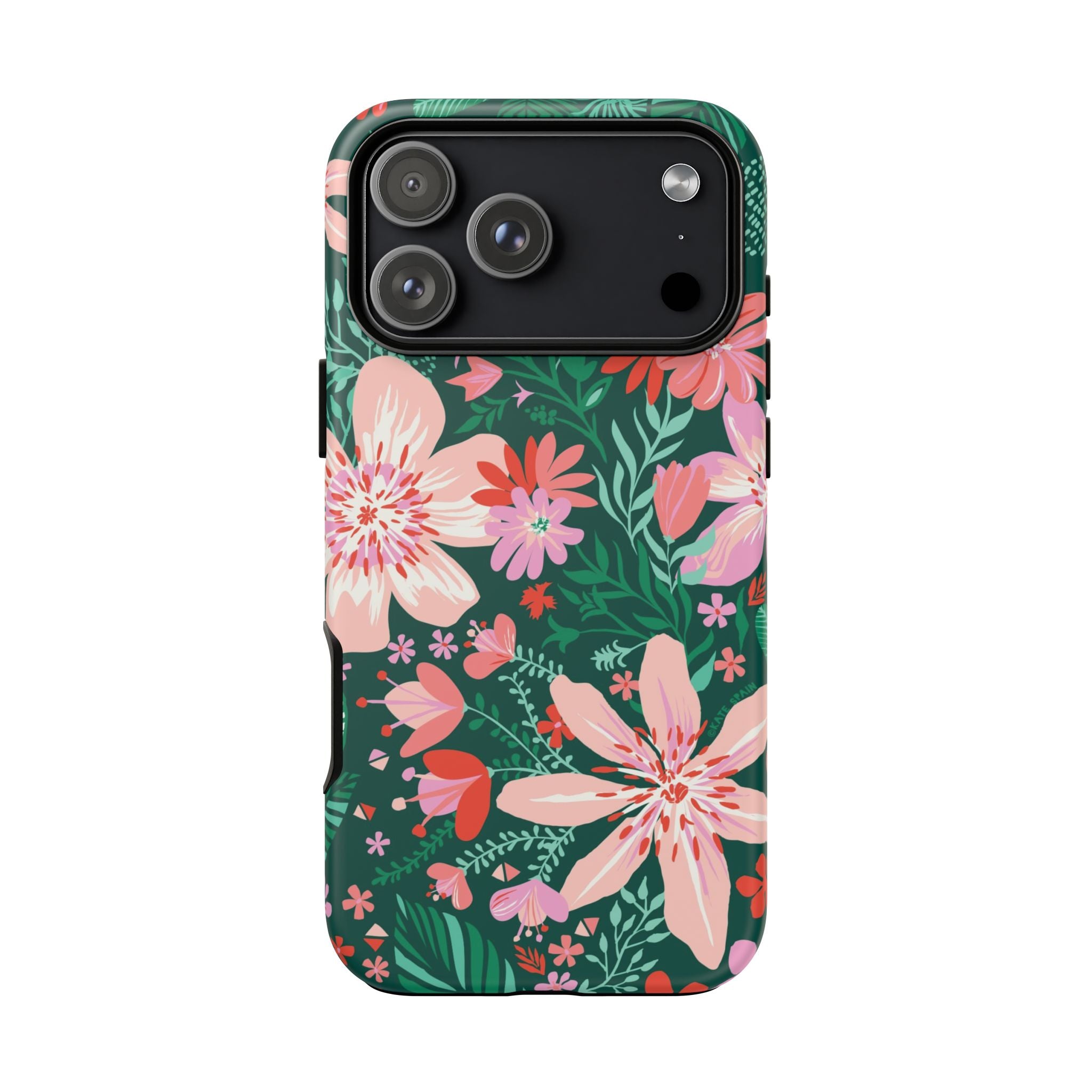 Bonaire Tough iPhone 17 Pro Max Case – Matte | jade, pink, white tropical floral botanical print