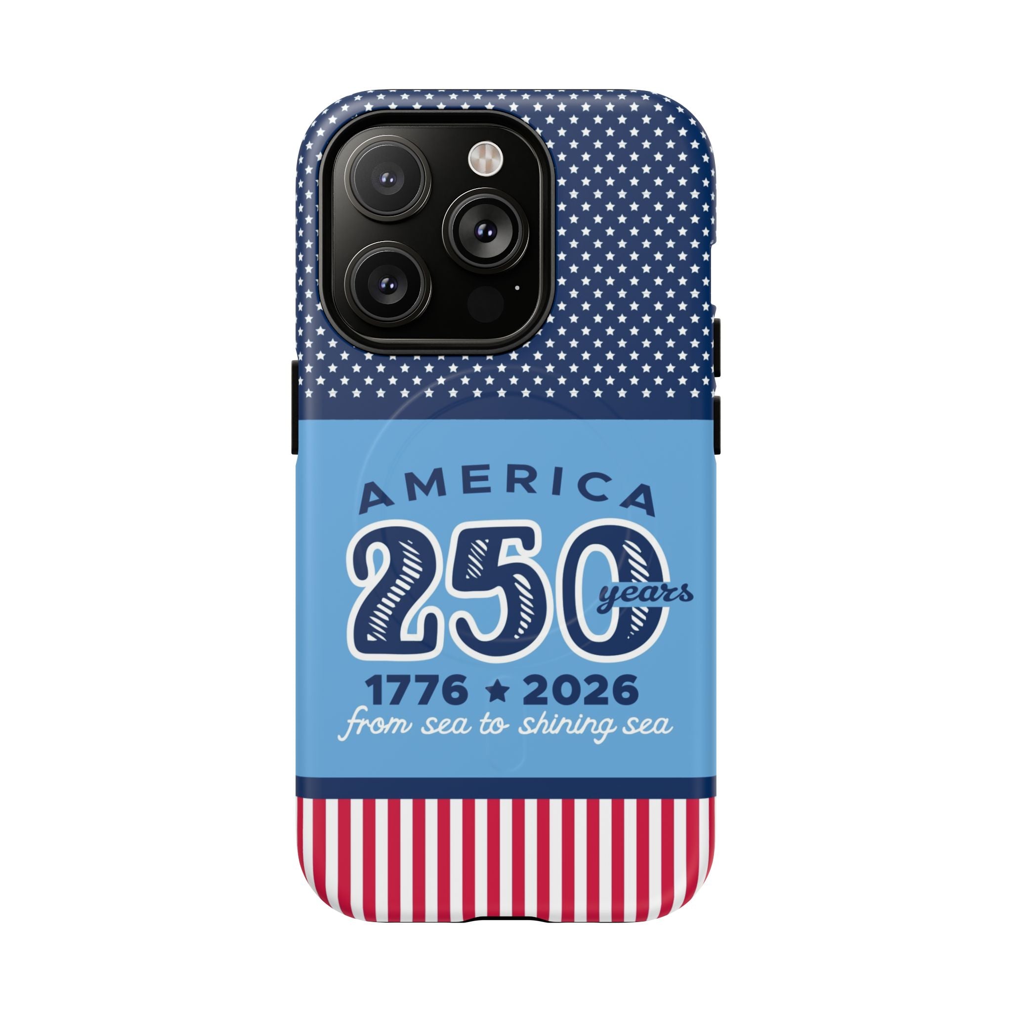 Sea to Shining Sea MagSafe iPhone 14 Pro Case – Matte | navy, sky blue, red, white American stars & stripes 250th anniversary print