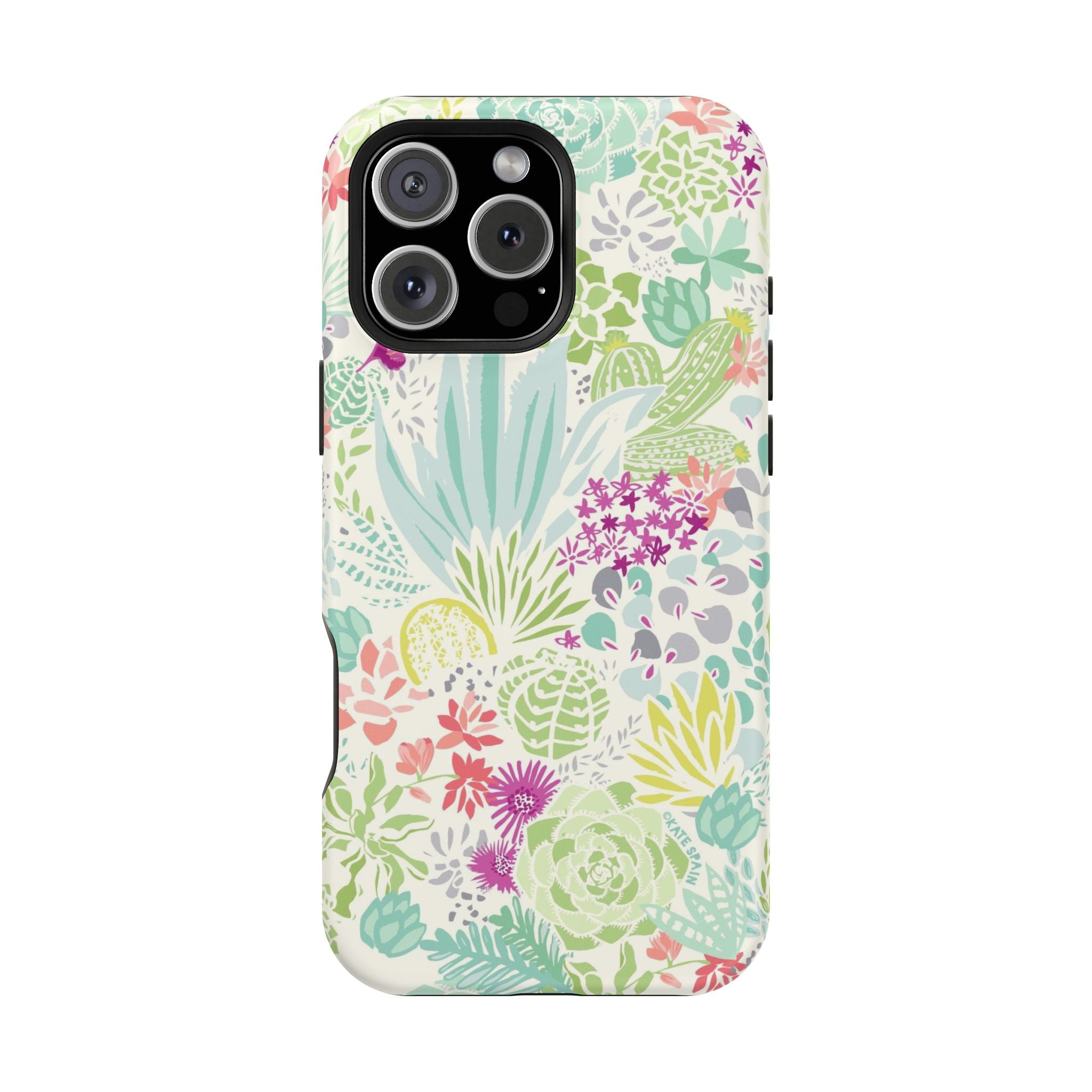 Canyon MagSafe iPhone 16 Pro Max Case – Matte | aqua, coral, purple, sage green succulent and cactus print