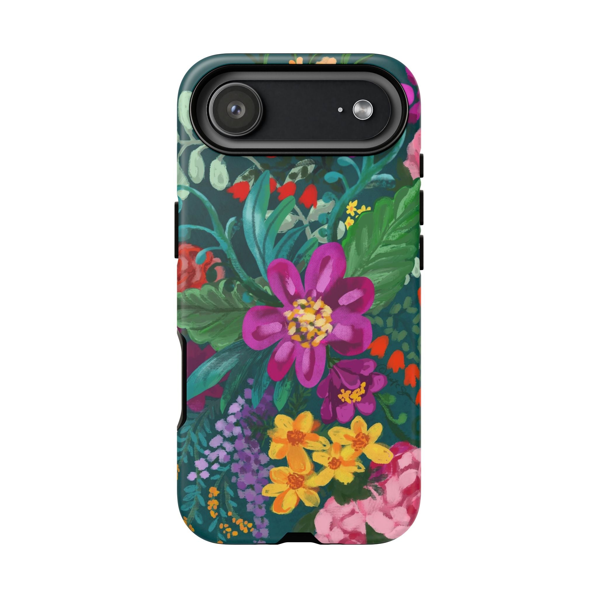 Posy Tough iPhone 17 Air Case – Matte | teal, purple, magenta, yellow botanical wildflower print