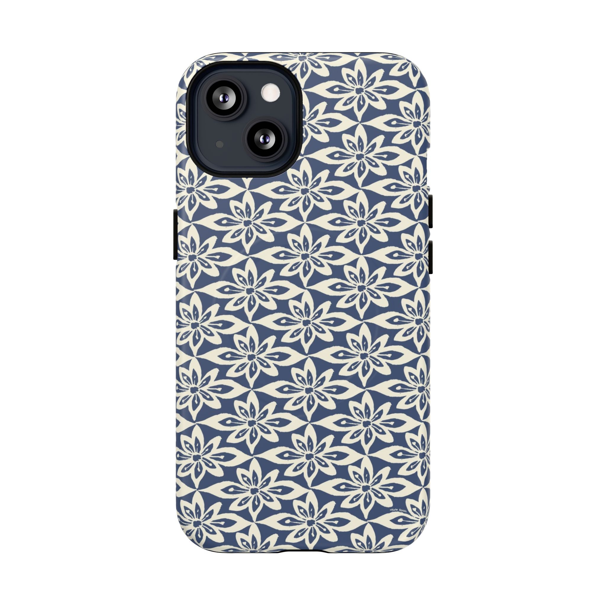 Lily Navy MagSafe iPhone 13 Case – Matte | graphic white lily print on deep navy — botanical MagSafe case by Kate Spain