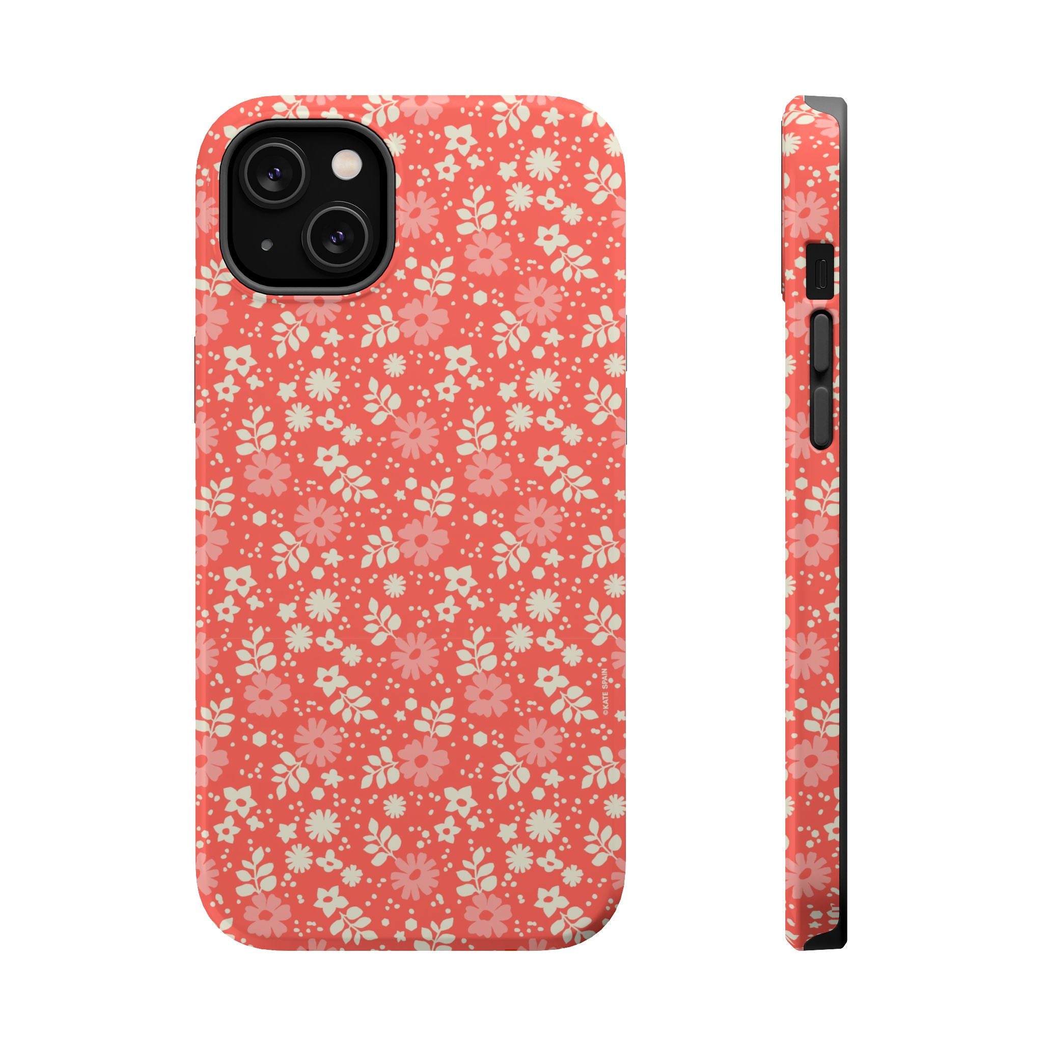 Petaline MagSafe iPhone 14 Plus Case – Matte | coral, cream, blush dainty ditsy daisy floral print