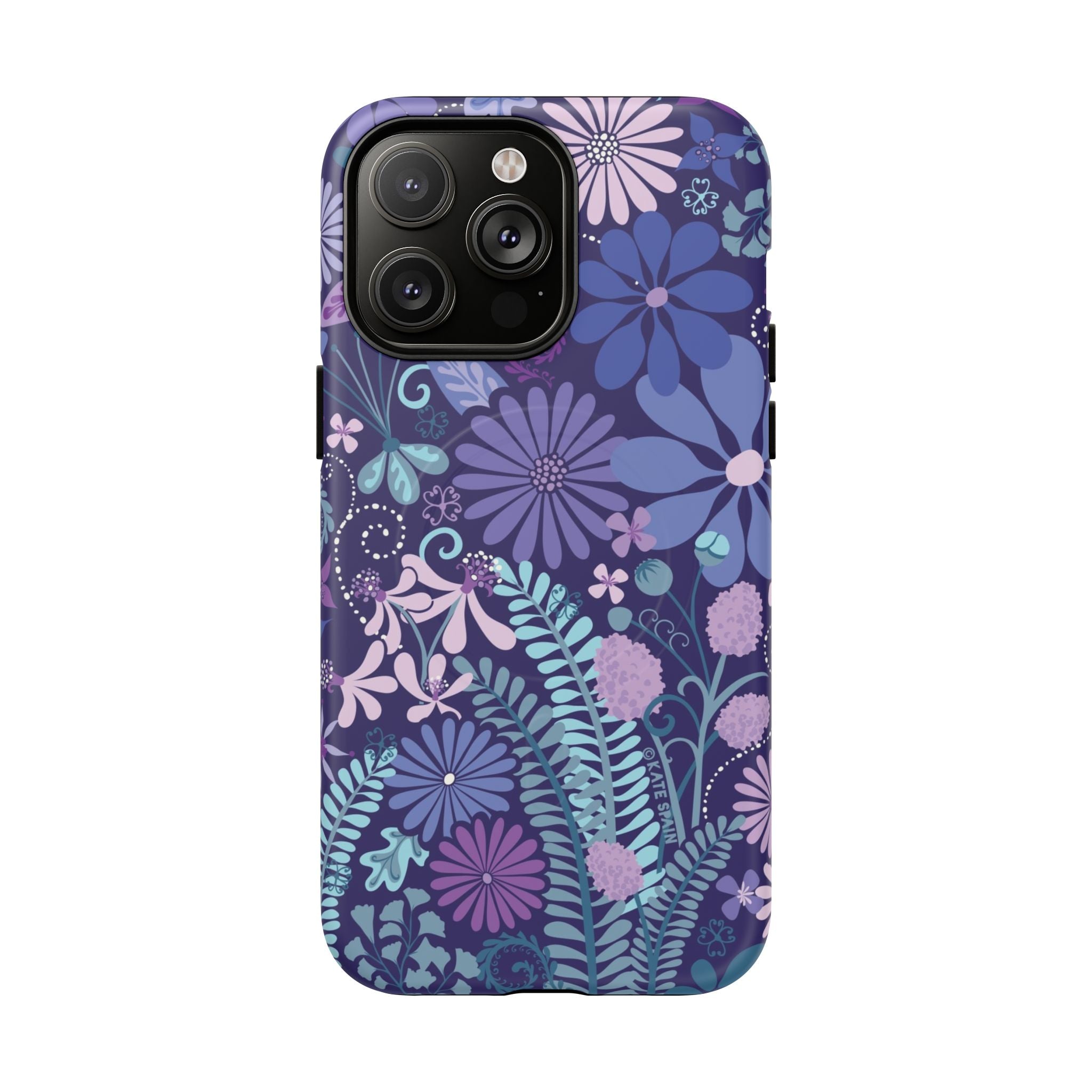 Terrain Night MagSafe iPhone 14 Pro Max Case – Matte | navy, purple, aqua botanical woodland floral print