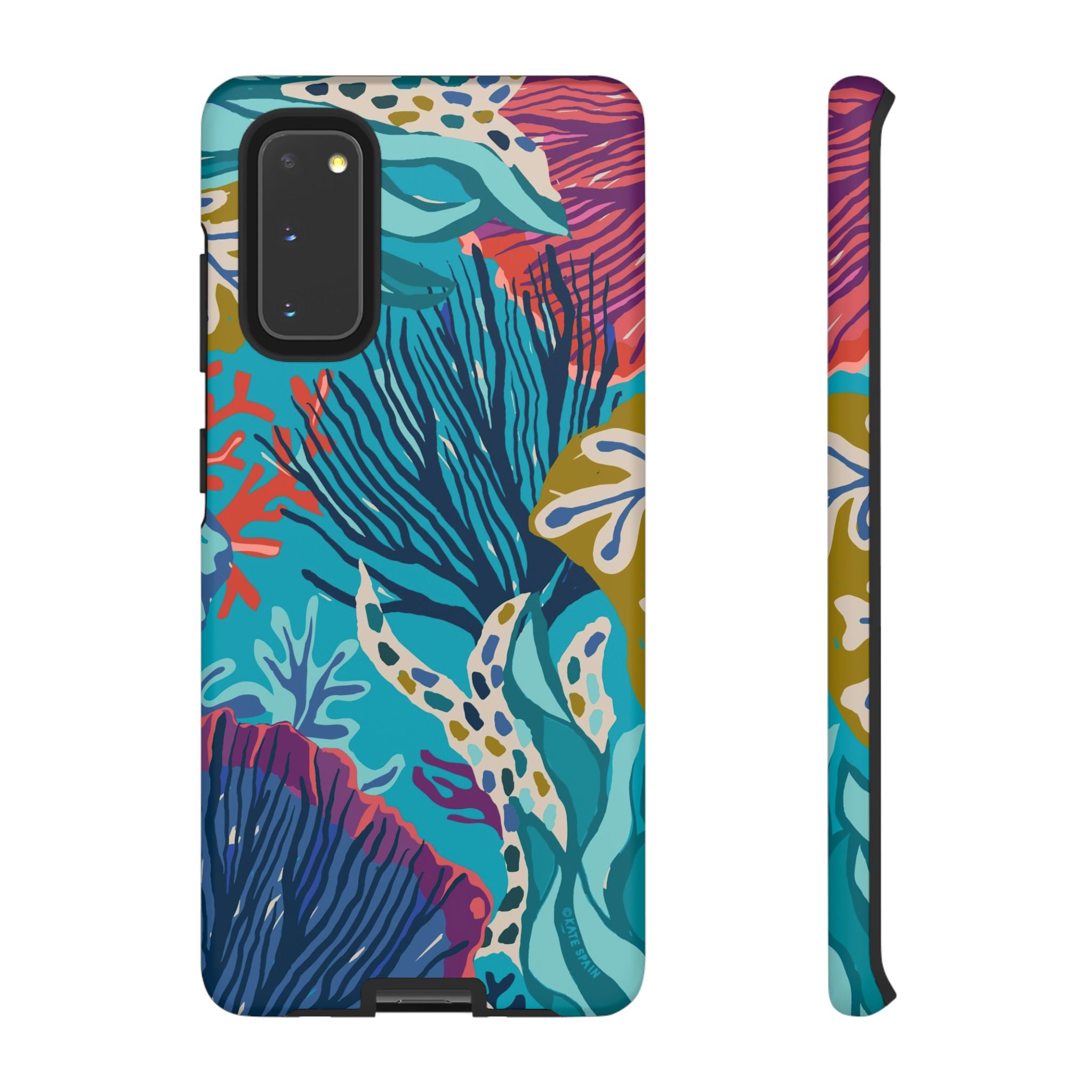 Luxury Reef Samsung Galaxy S20 Case – Matte | teal, navy, magenta, olive coral reef print