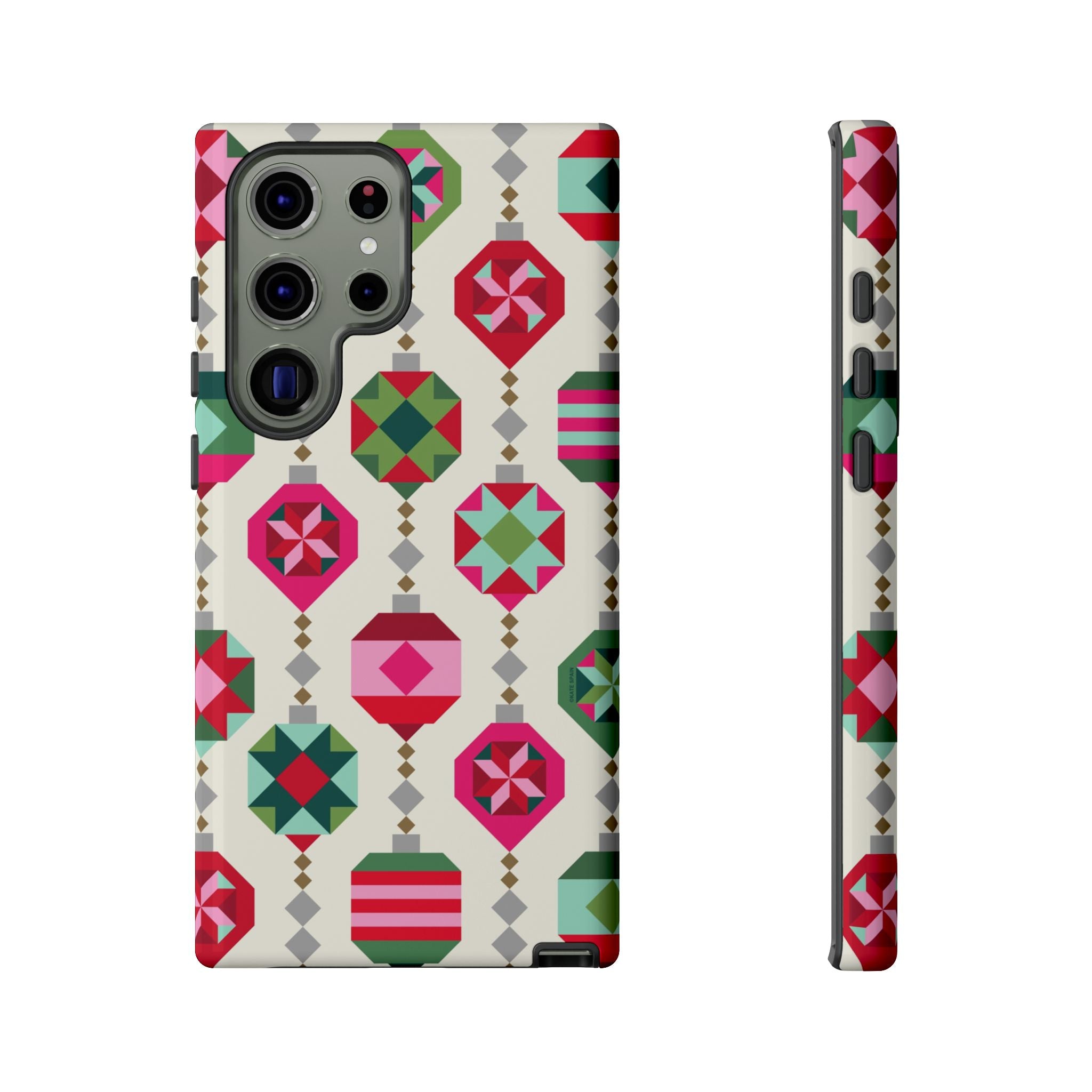 Felicity Ornaments Samsung Galaxy S23 Ultra Case – Glossy | cream, red, pink, green, mint geometric quilted ornament print