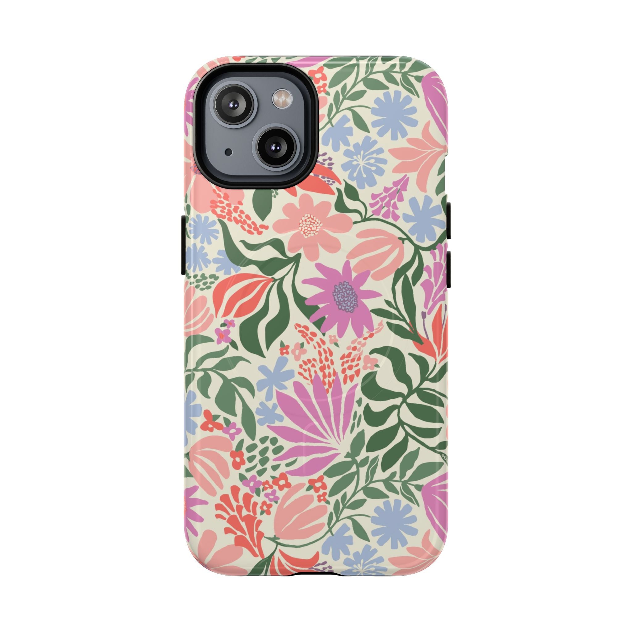 Botanica Pastel MagSafe iPhone 14 Case – Glossy | blush, lavender, sage pastel botanical wildflower print