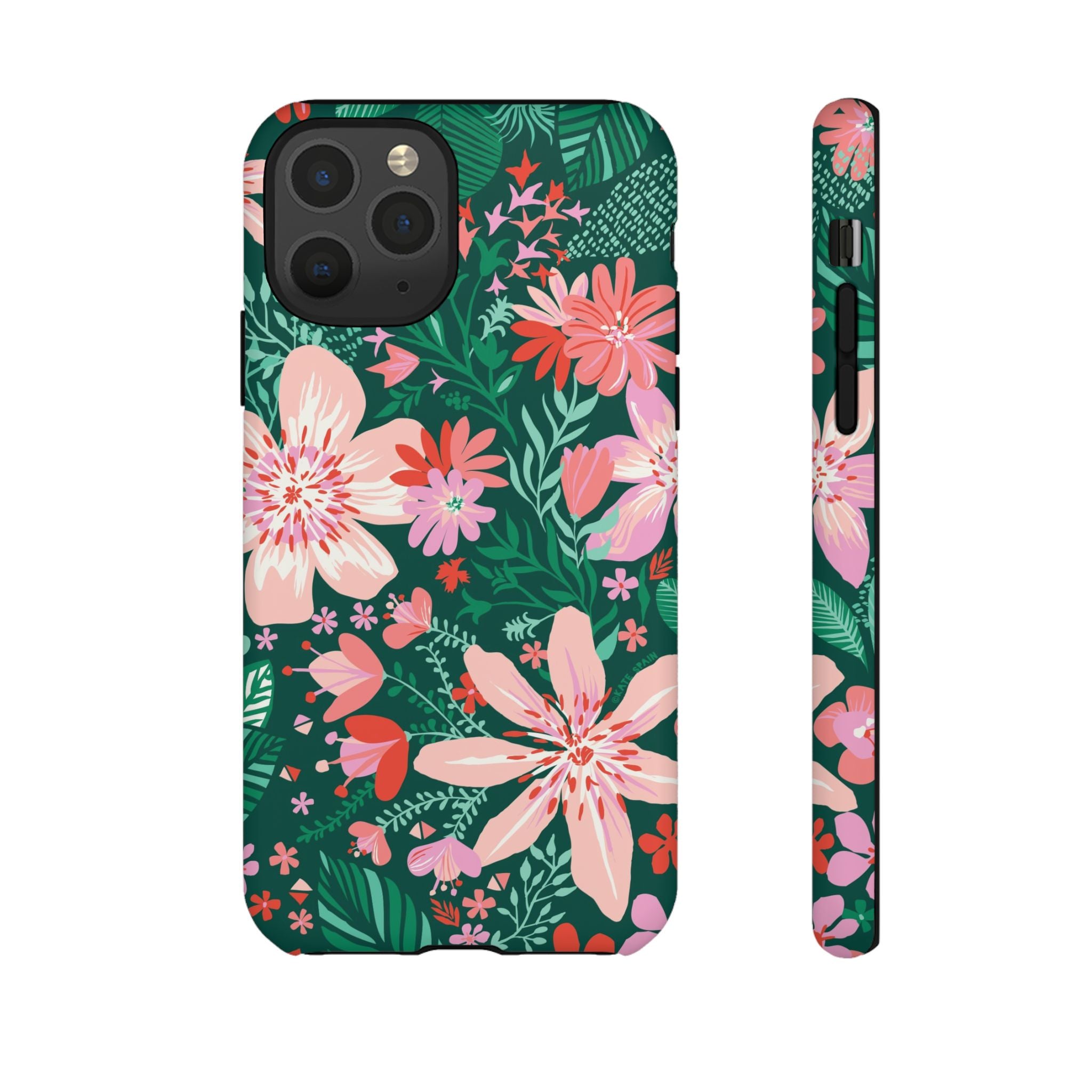 Bonaire Tough iPhone 11 Pro Case – Matte | jade, pink, white tropical floral botanical print