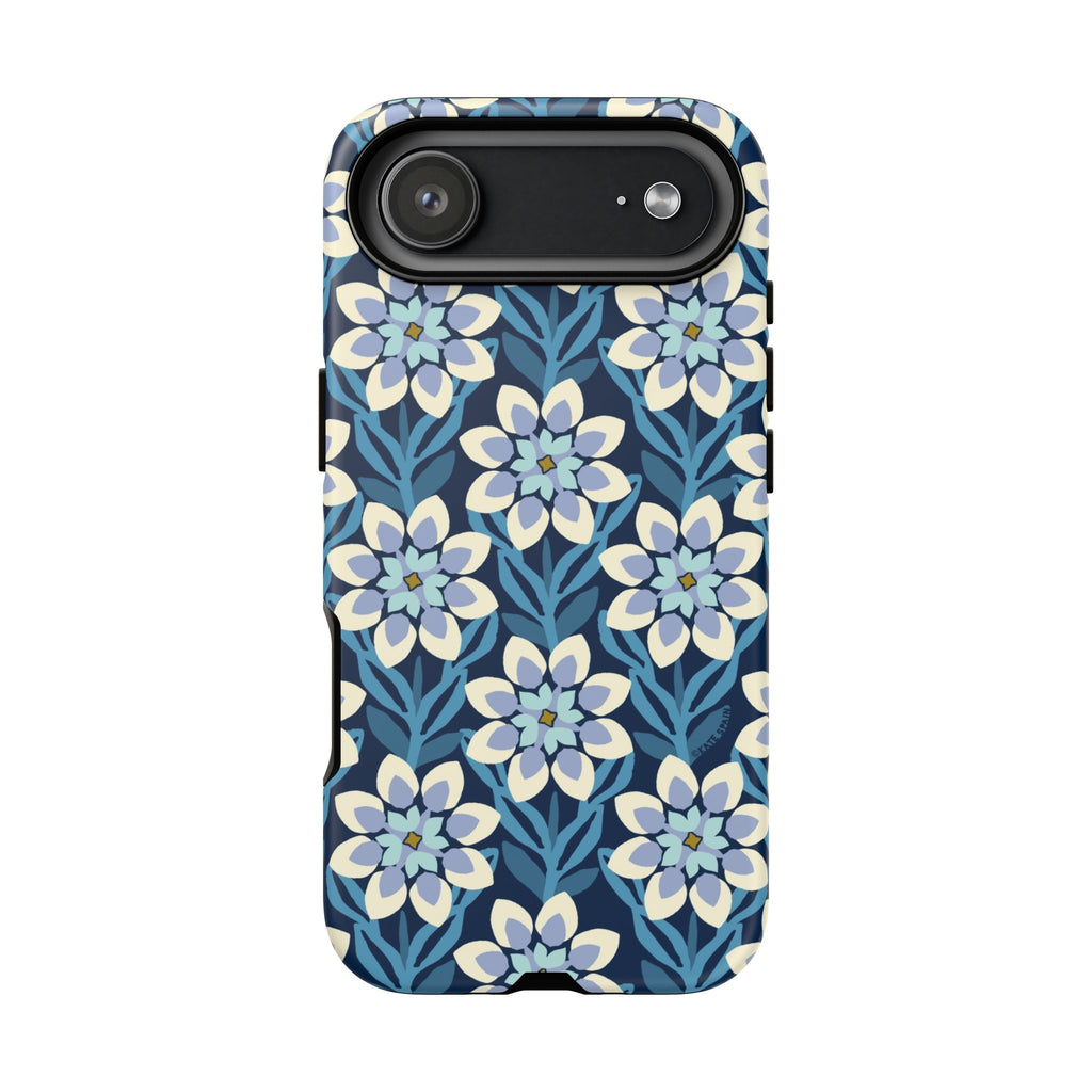 Designer Modern Dahlia Tough iPhone  17 Air Case – Matte | navy, cobalt, white dahlia floral print
