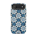 Designer Modern Dahlia Tough iPhone  17 Air Case – Matte | navy, cobalt, white dahlia floral print