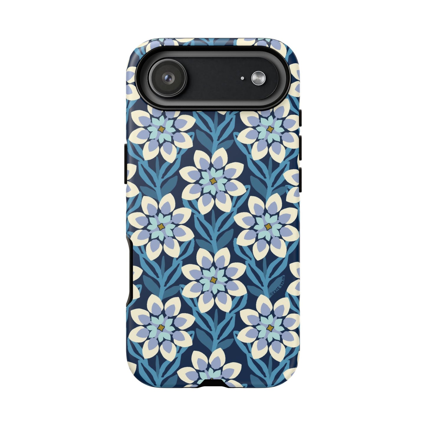 Modern Dahlia iPhone Case - Navy Allover Pattern