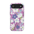 Luxury Cherry Blossom MagSafe iPhone 17 Air Case – Glossy | mauve, purple, blue, white cherry blossom print