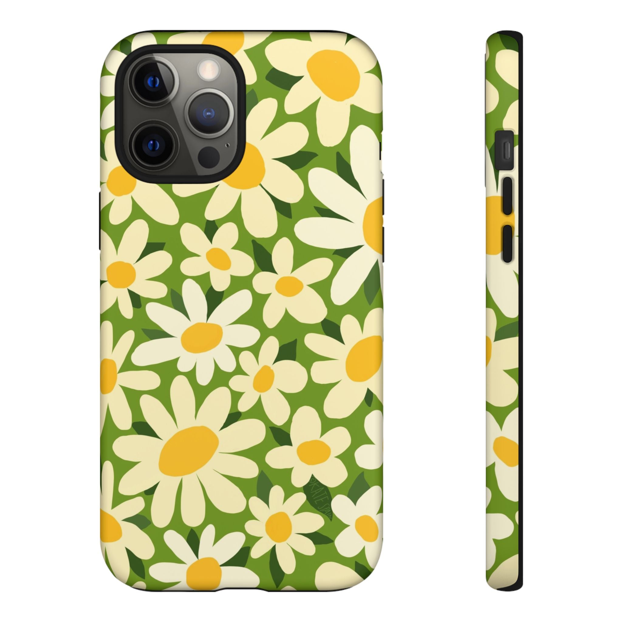 Shasta Daisy Tough iPhone 12 Pro Max Case – Matte | green, white, yellow daisy floral print