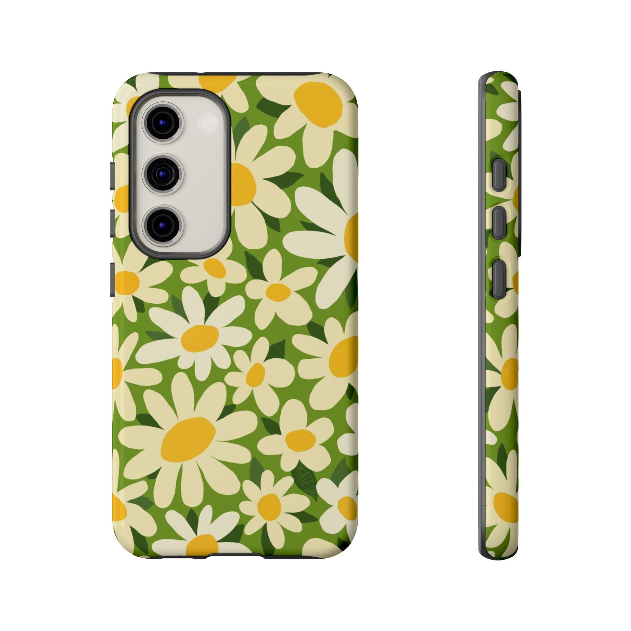 Luxury Shasta Samsung Galaxy S23 Case – Glossy | green, white, yellow daisy floral print