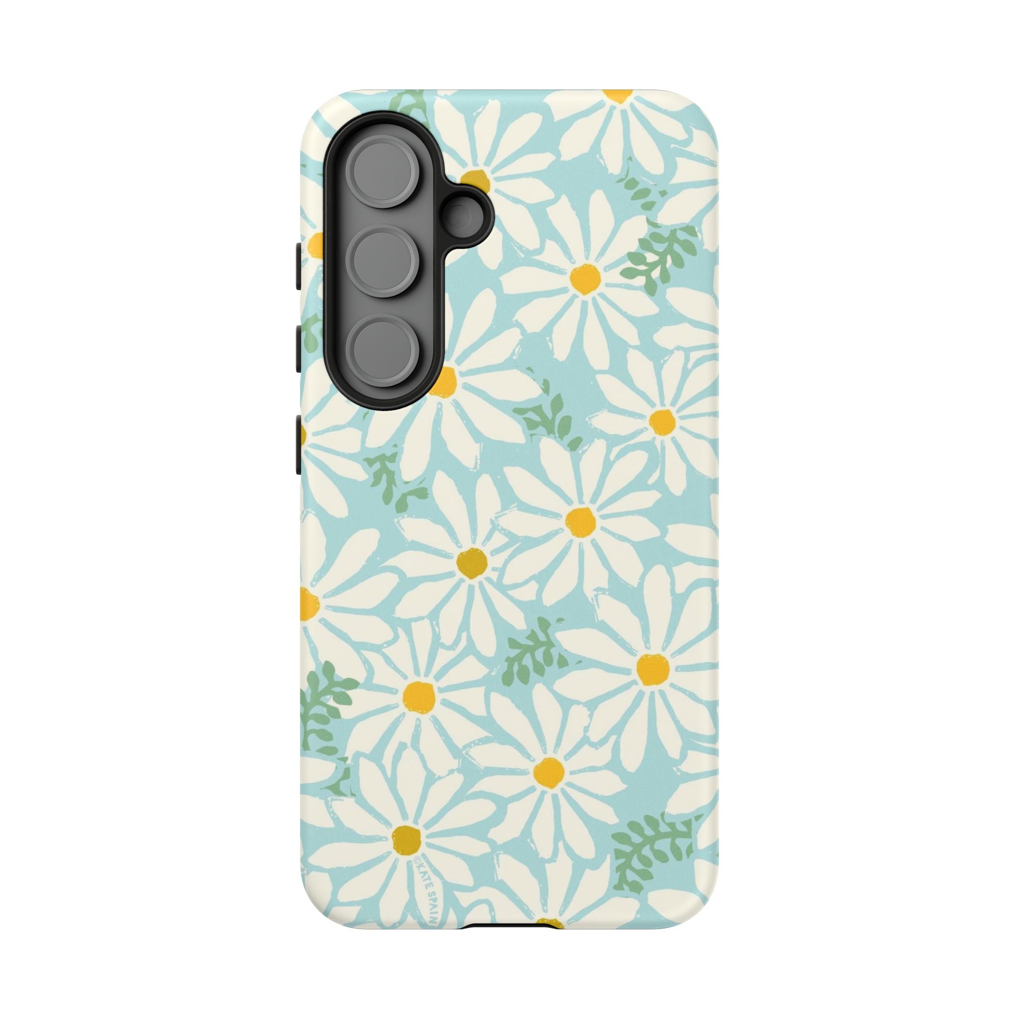 Luxury Daisies Samsung Galaxy S25 Case – Matte | white, yellow, aqua daisy floral print