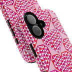 Pink Pyramid Heart Tough iPhone Case – blush, pink, magenta, red geometric pyramid heart print