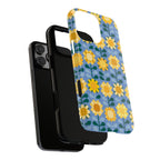 Sunflowers Tough iPhone 16 Pro Max Case – Glossy | exploded side view showing dual-layer construction