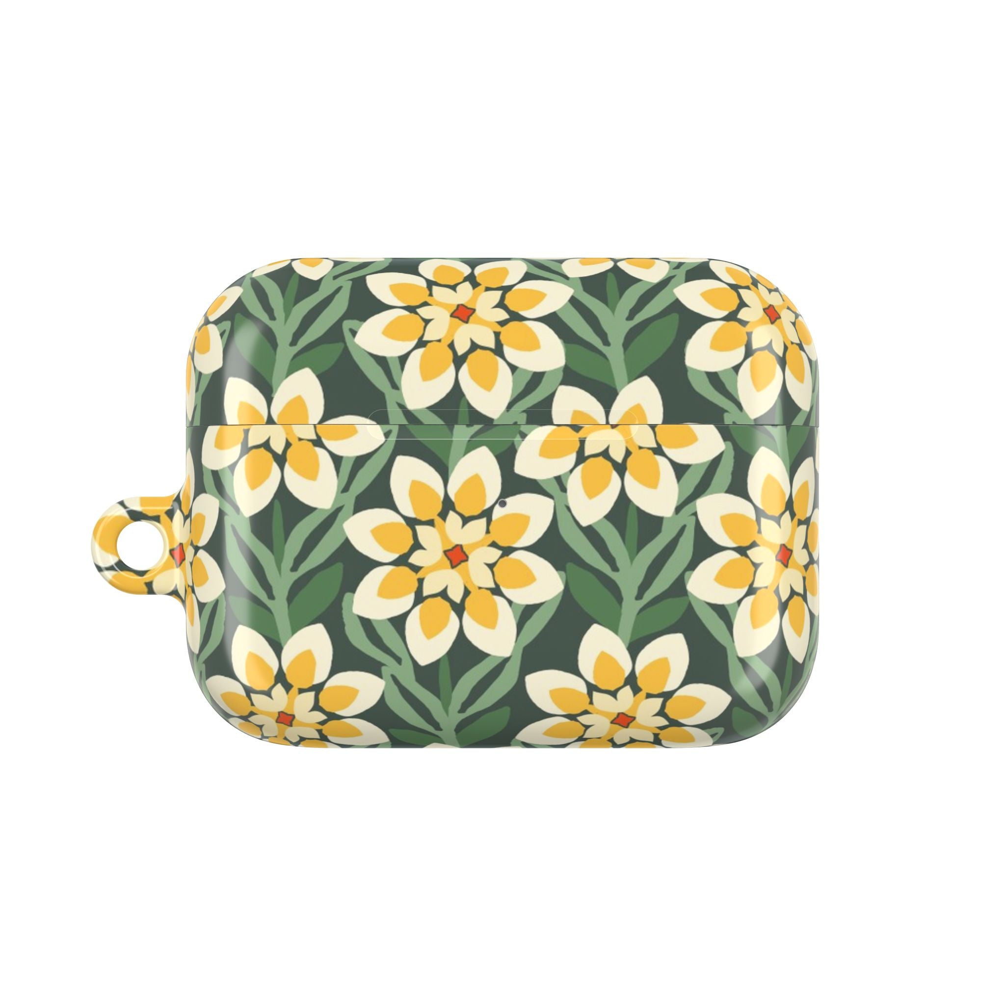 Modern Dahlia Green + Yellow AirPods Case