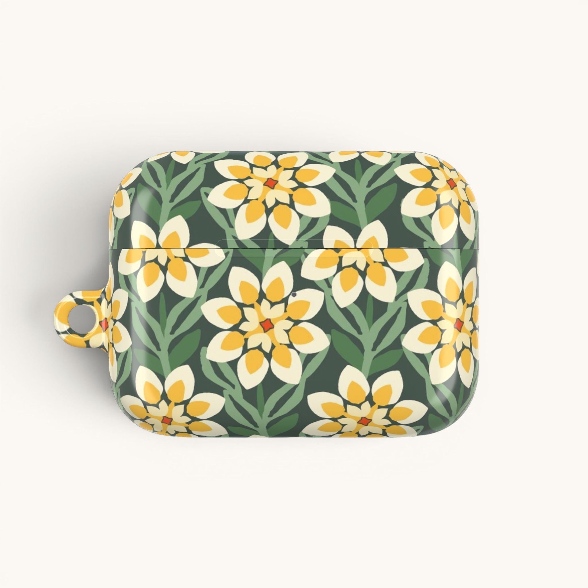 Modern Dahlia Green + Yellow AirPods Case