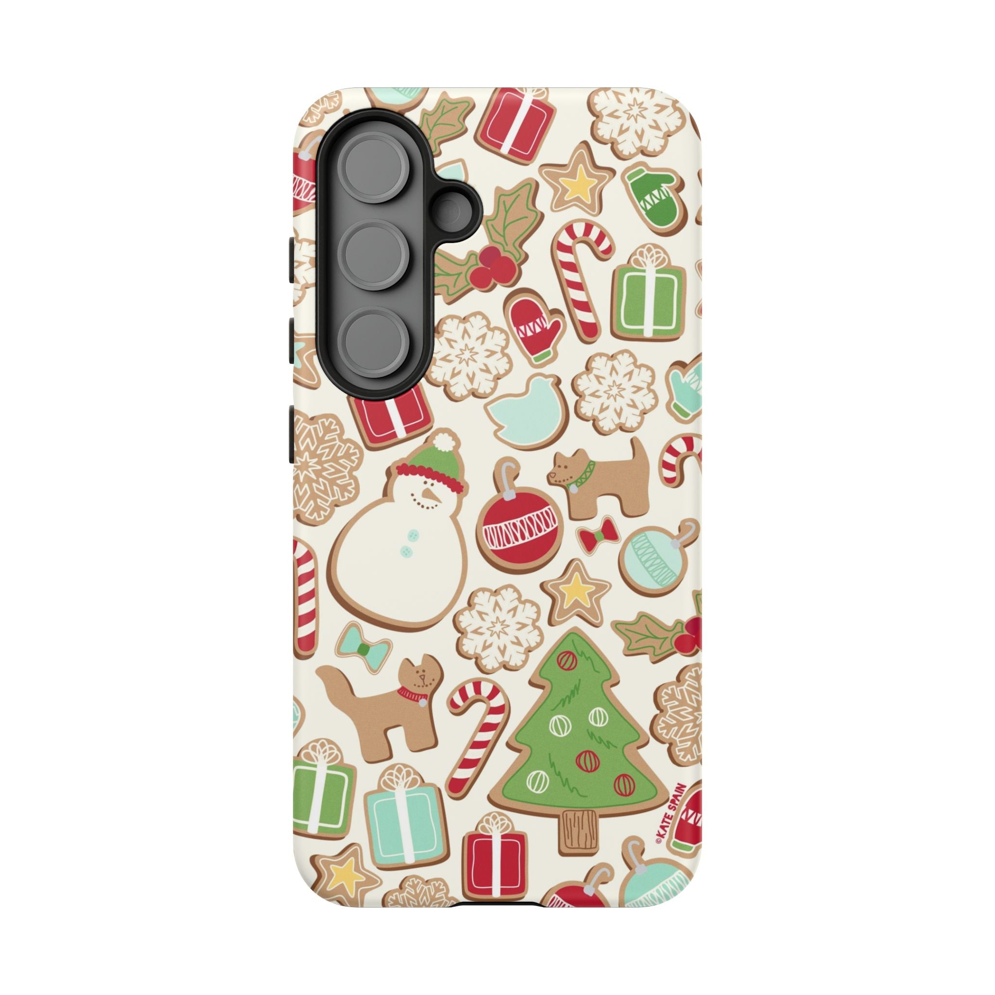 Gingerbread Cookies Samsung Galaxy S25 Ultra Case – Glossy | cream, red, green gingerbread holiday cookie print