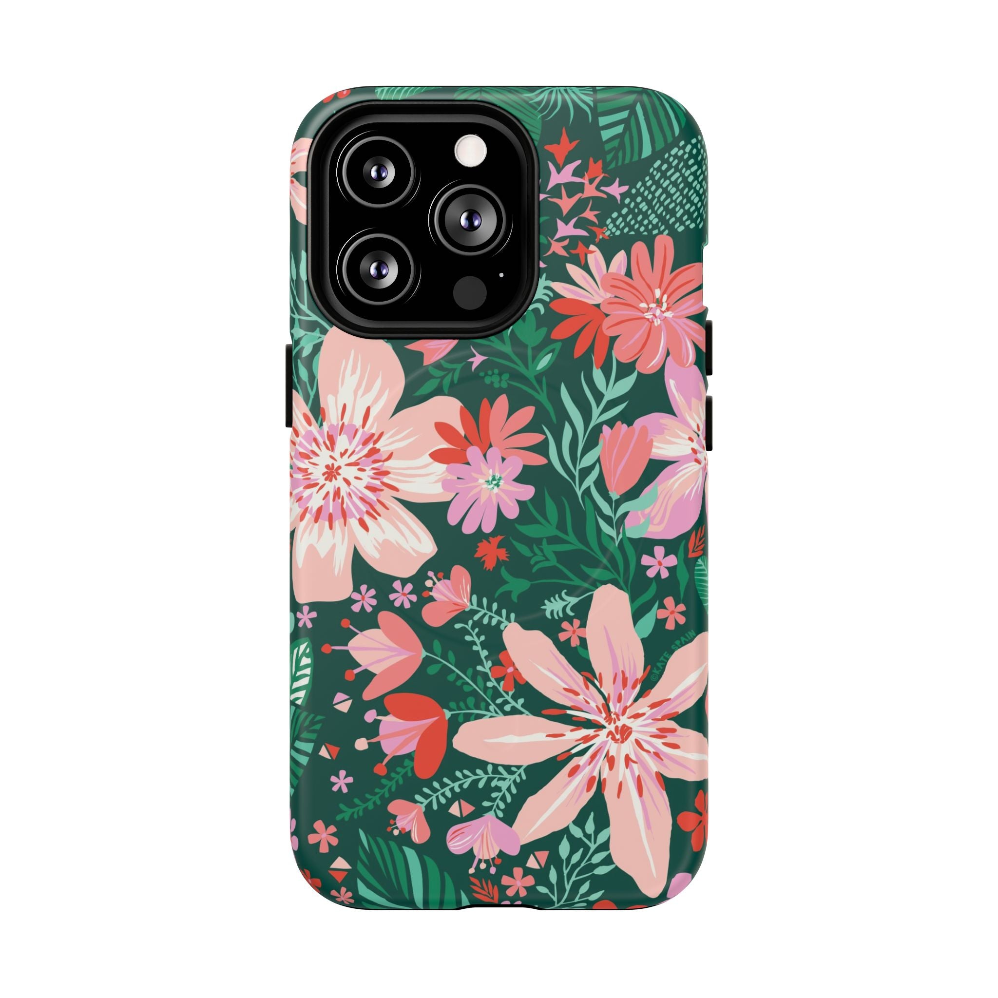 Bonaire MagSafe iPhone 13 Pro Case – Matte | jade, pink, white tropical floral botanical print