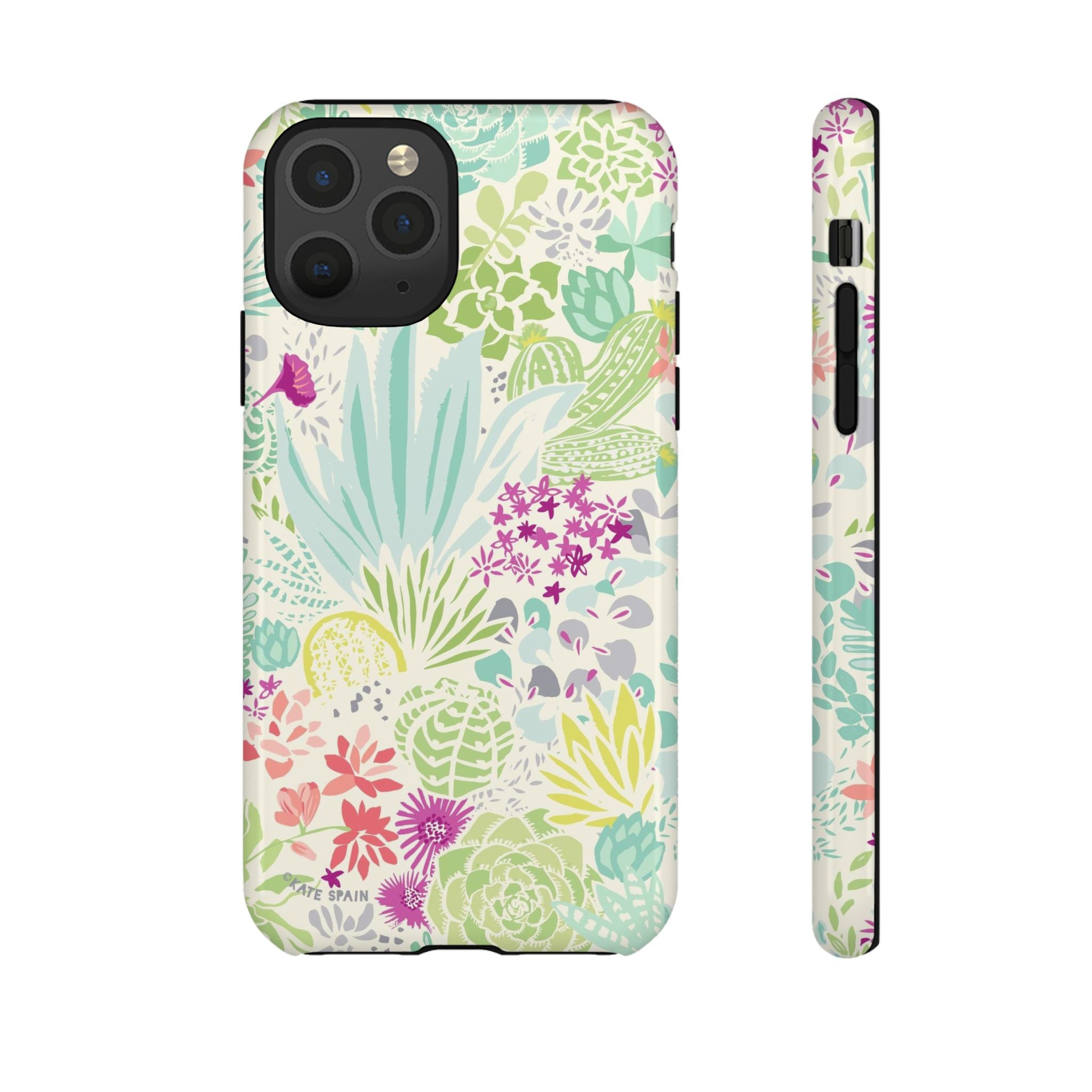 Canyon Tough iPhone 11 Pro Case – Glossy | cream, sage, aqua, mauve, fuschia botanical succulent print