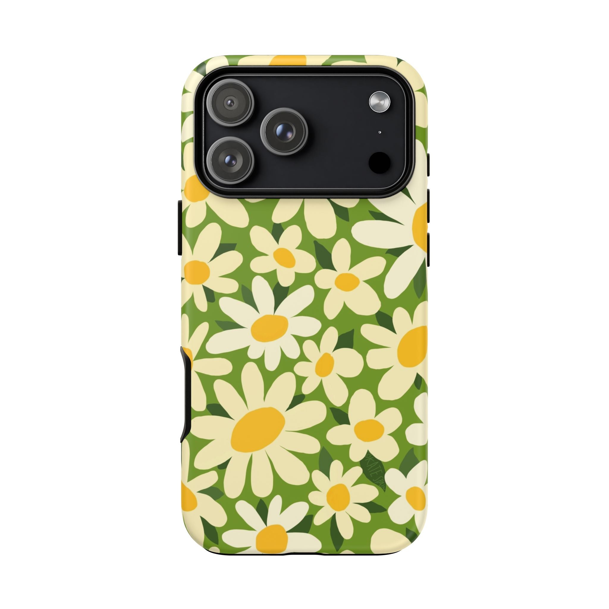 Shasta Daisy Tough iPhone 17 Pro Max Case – Matte | green, white, yellow daisy floral print