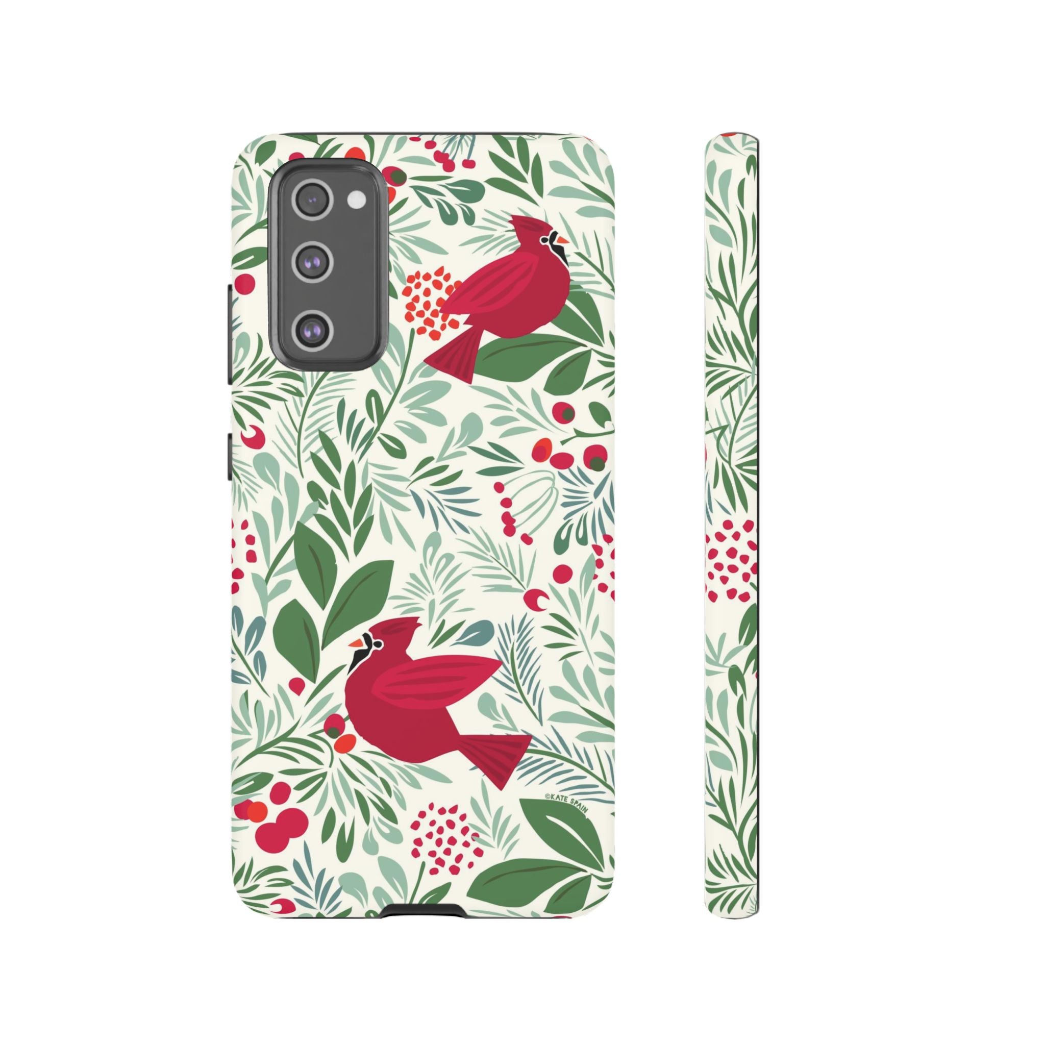 Birds and Berries Samsung Galaxy S20 FE Case – Matte | cream, red, green botanical cardinal berry print