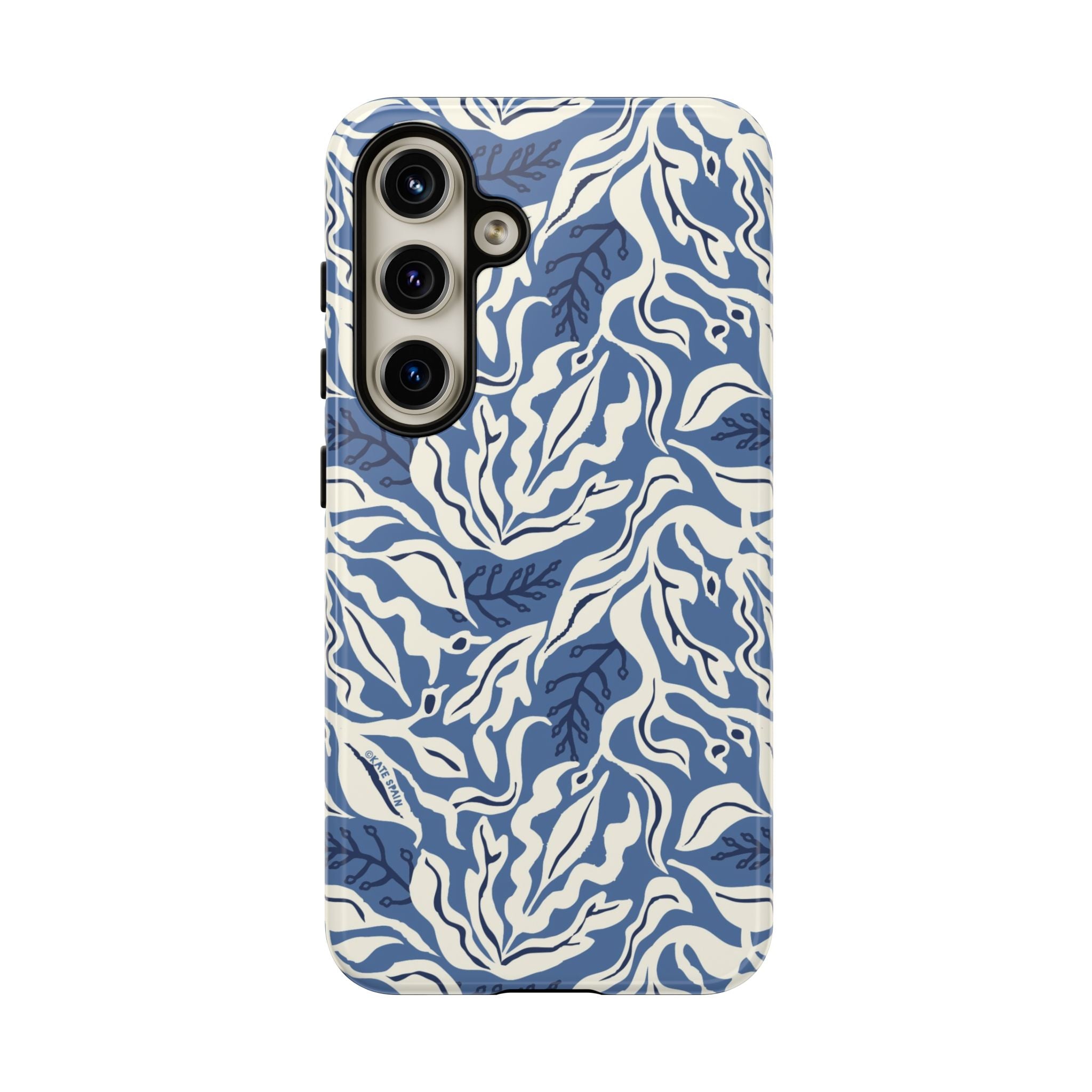 Luxury Ocean Tides Samsung Galaxy S24 Case – Glossy | blue and white tidal bed ocean print